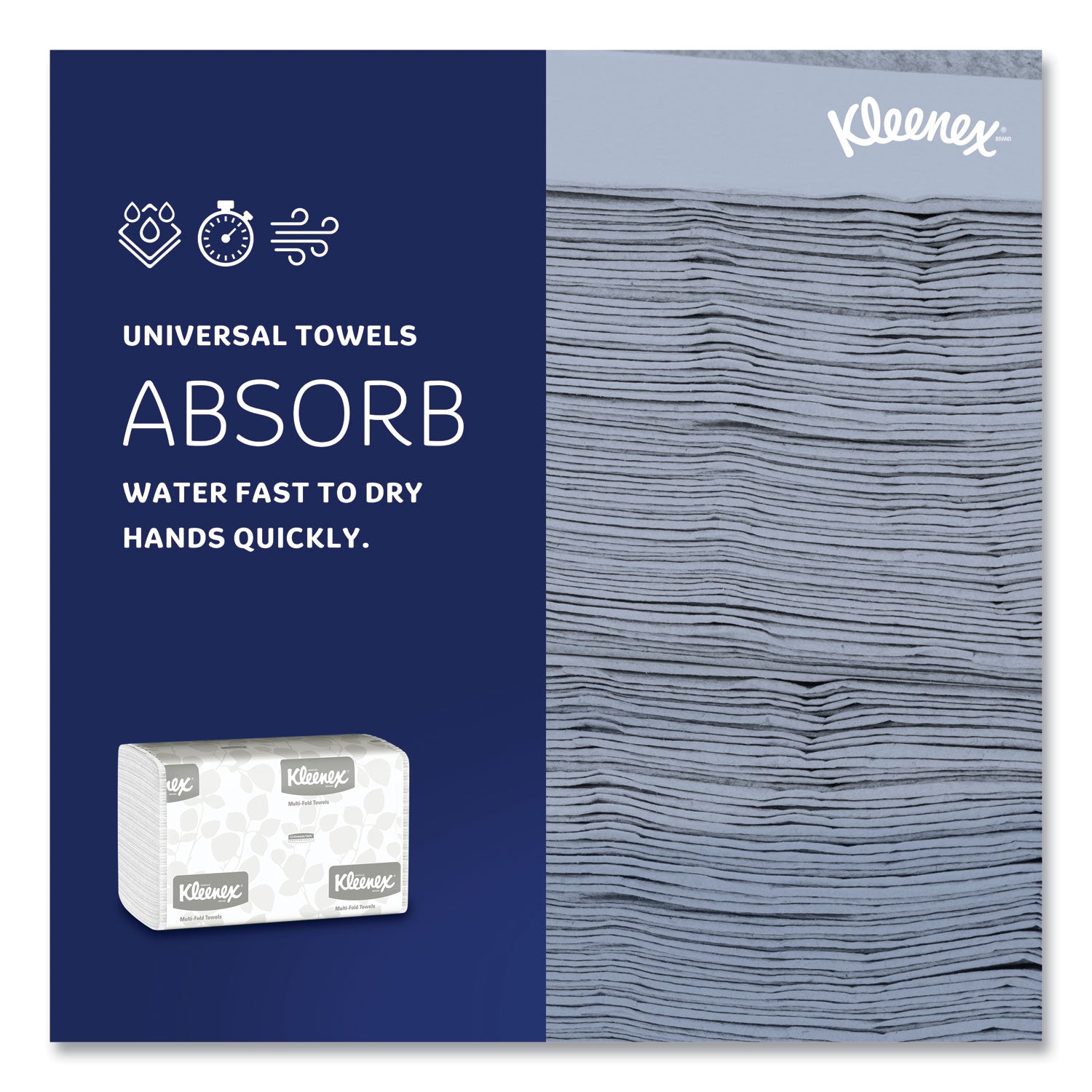 Kleenex® Multi-Fold Paper Towels, 1-Ply, 9.2 x 9.4, White, 150/Pack, 16 Packs/Carton