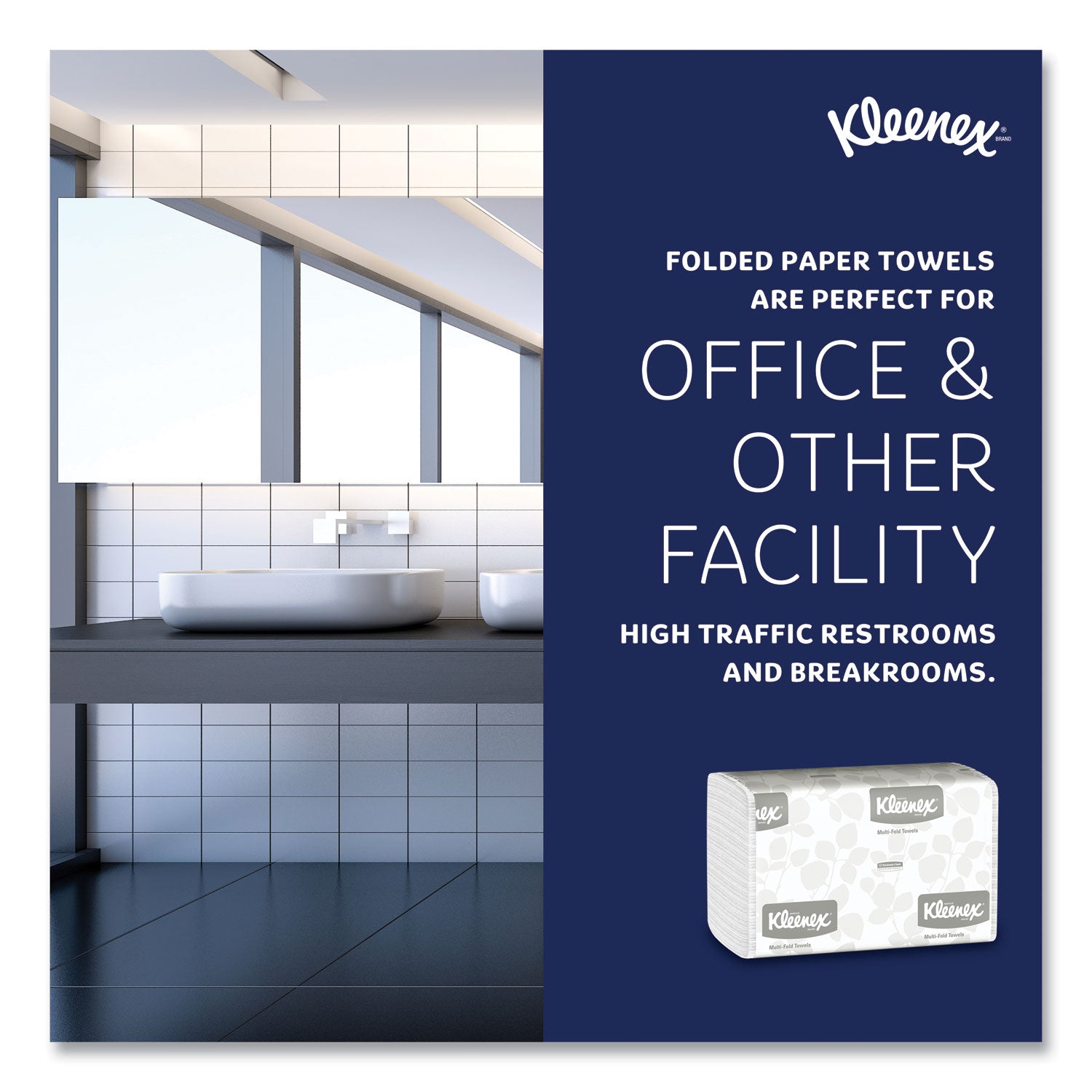 Kleenex® Multi-Fold Paper Towels, 1-Ply, 9.2 x 9.4, White, 150/Pack, 16 Packs/Carton