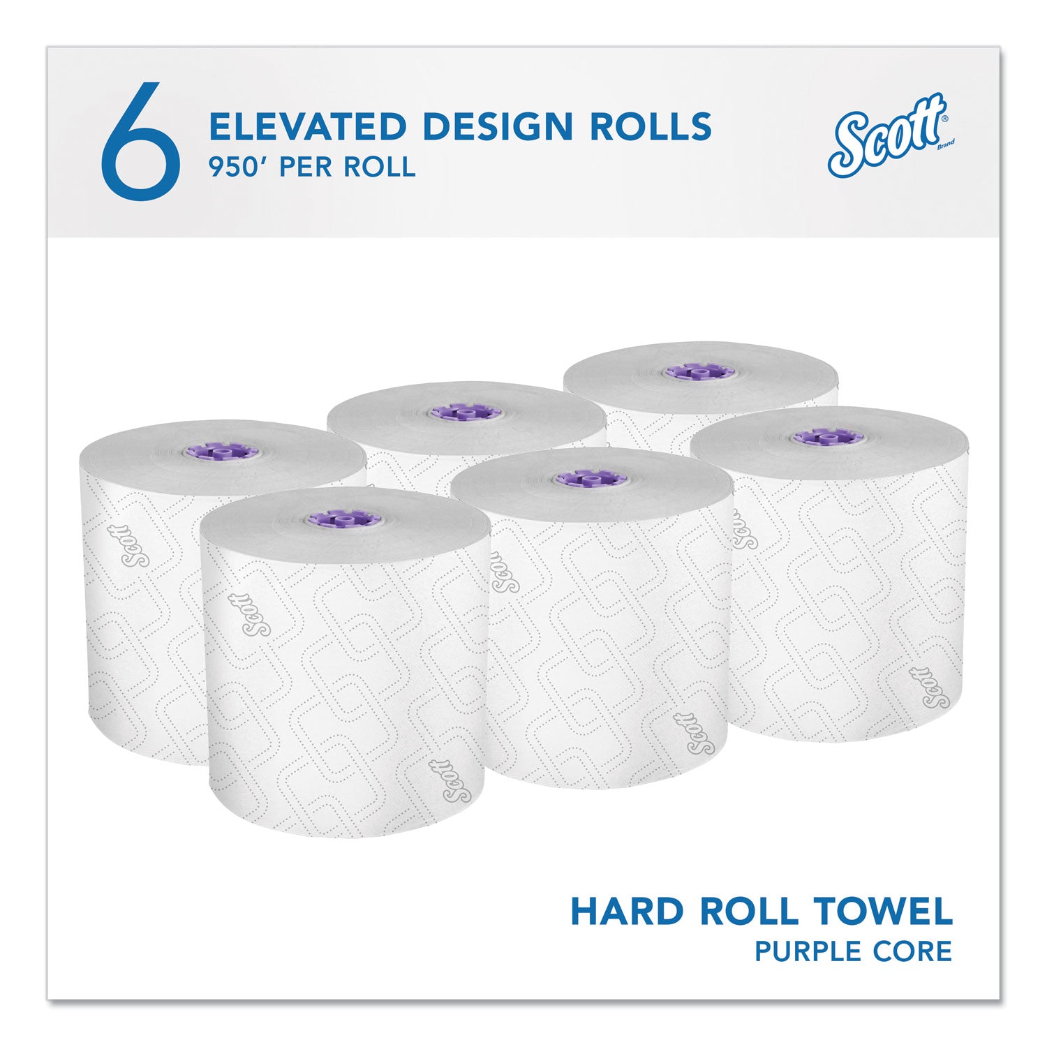 Scott® Essential High Capacity Hard Roll Towel, 1-Ply, 8" x 950 ft, White, 6 Rolls/Carton