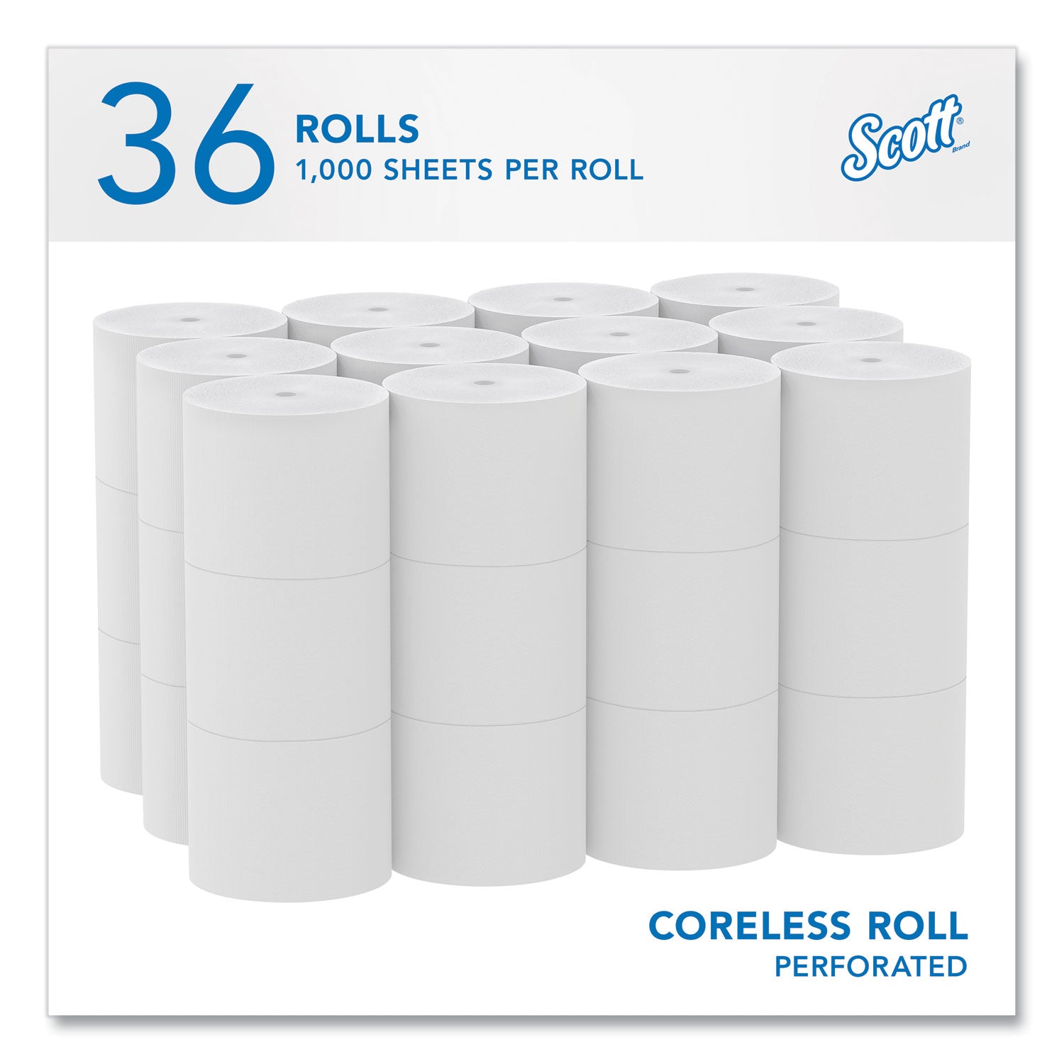 Scott® Essential Coreless SRB Bathroom Tissue, Septic Safe, 2-Ply, White, 1,000 Sheets/Roll, 36 Rolls/Carton