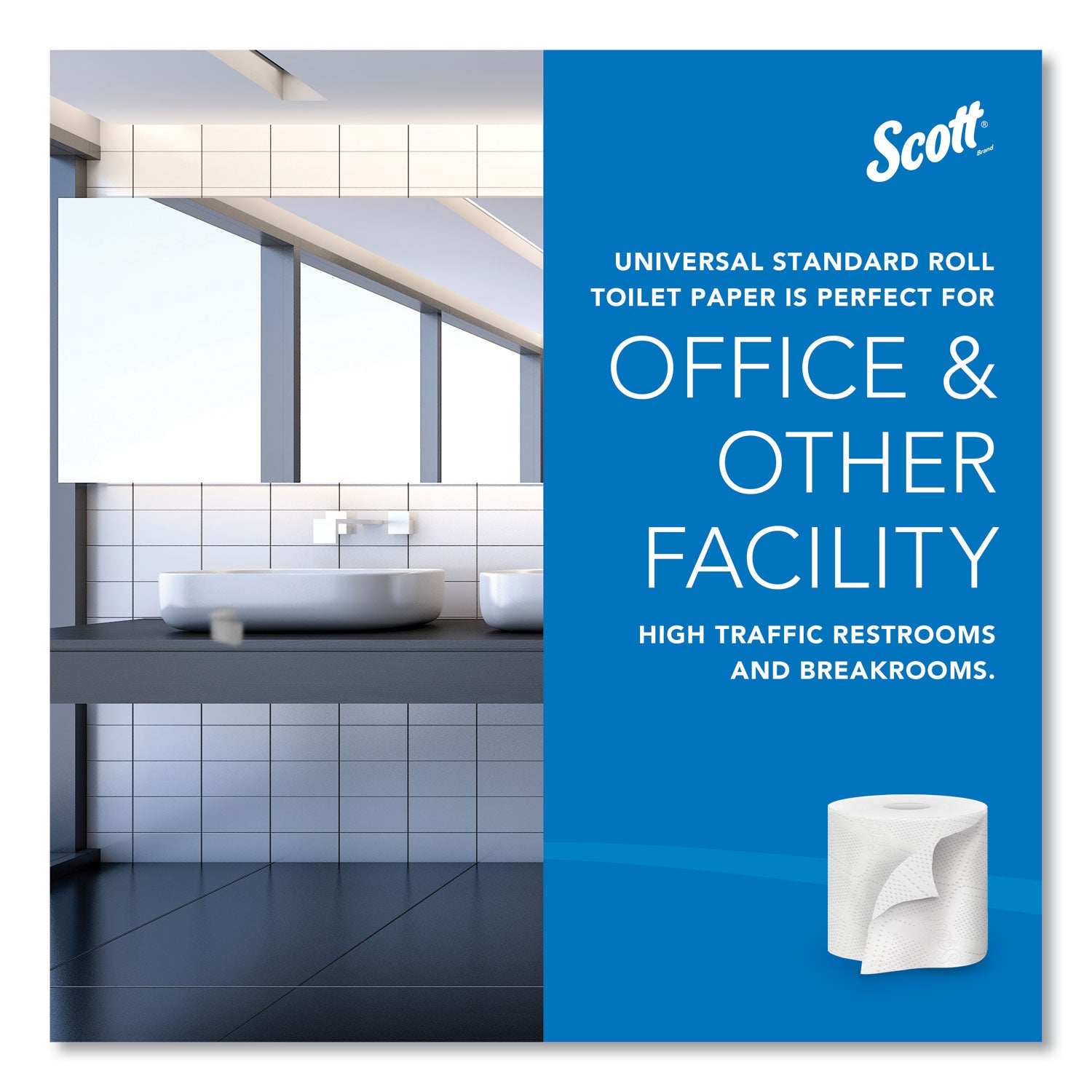 Scott® Essential Standard Roll Bathroom Tissue for Business, Septic Safe, Convenience Carton, 2-Ply, White, 550/Roll, 20 Rolls/CT