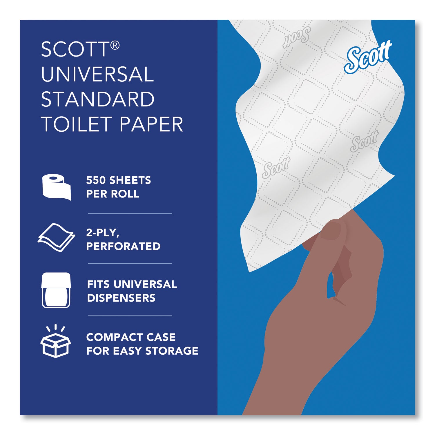 Scott® Essential Standard Roll Bathroom Tissue for Business, Septic Safe, Convenience Carton, 2-Ply, White, 550/Roll, 20 Rolls/CT