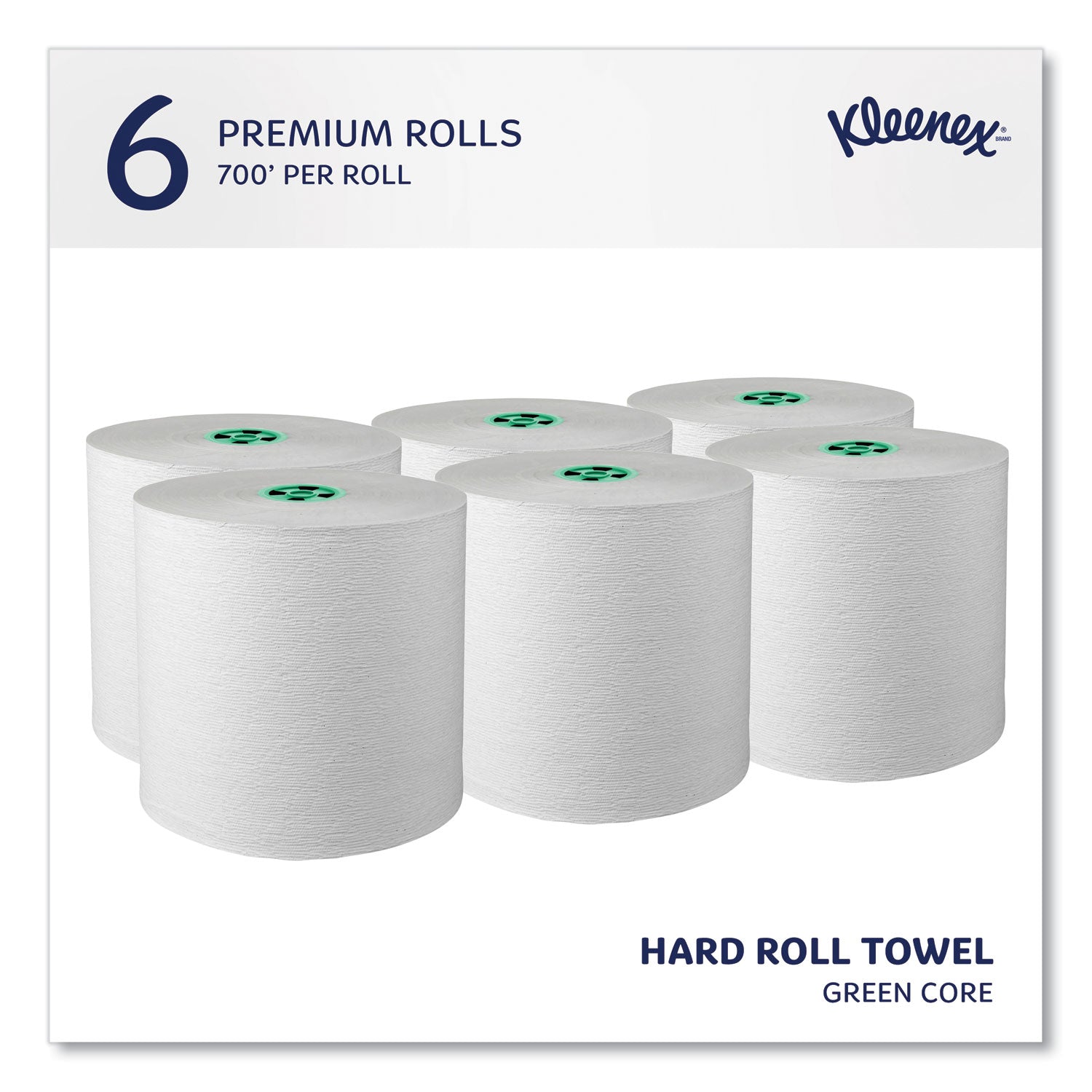 Hard Roll Paper Towels with Premium Absorbency Pockets with Colored Core, Green Core, 1-Ply, 7.5" x 700 ft, White, 6 Rolls/CT Kleenex® Flipcost