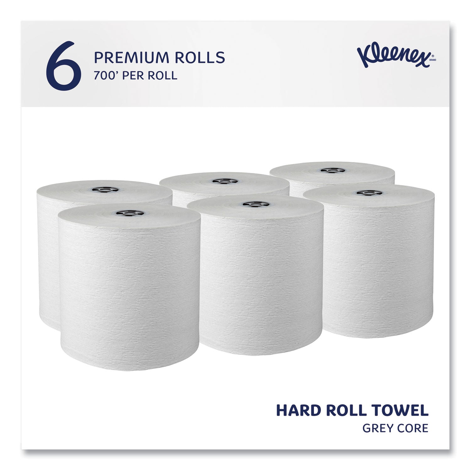 Hard Roll Paper Towels with Premium Absorbency Pockets with Colored Core, Gray Core, 1-Ply, 7.5" x 700 ft, White, 6 Rolls/CT Kleenex® Flipcost