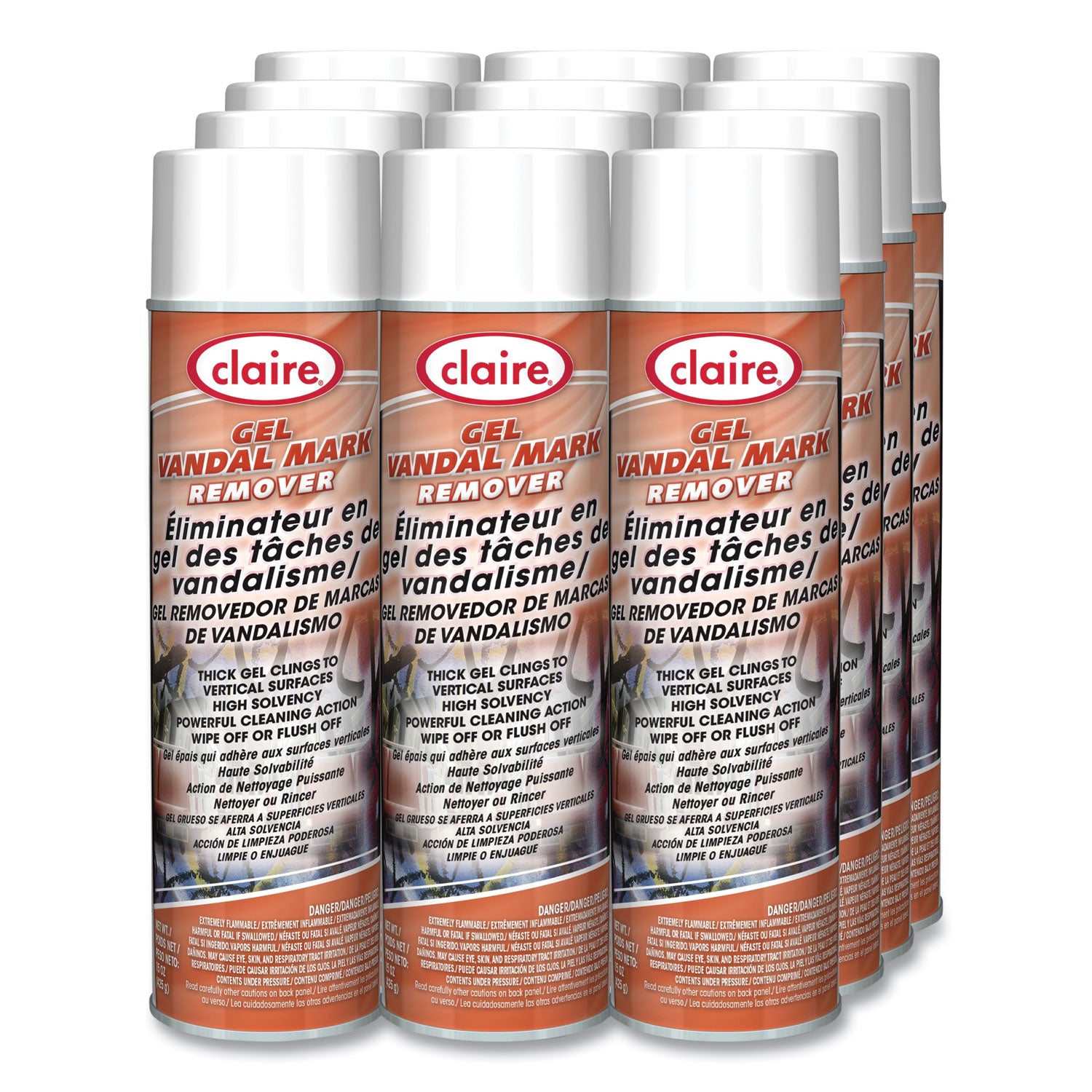 Claire® Gel Vandal Mark Remover, 15 oz Aerosol Spray, Dozen