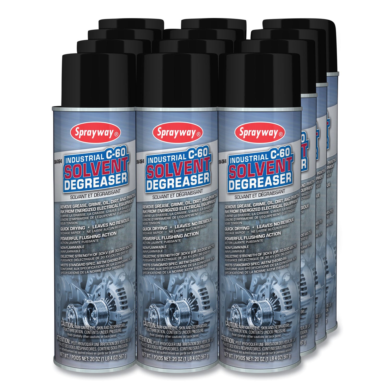 Sprayway® C-60 Industrial Solvent Degreaser, 20 oz, Dozen