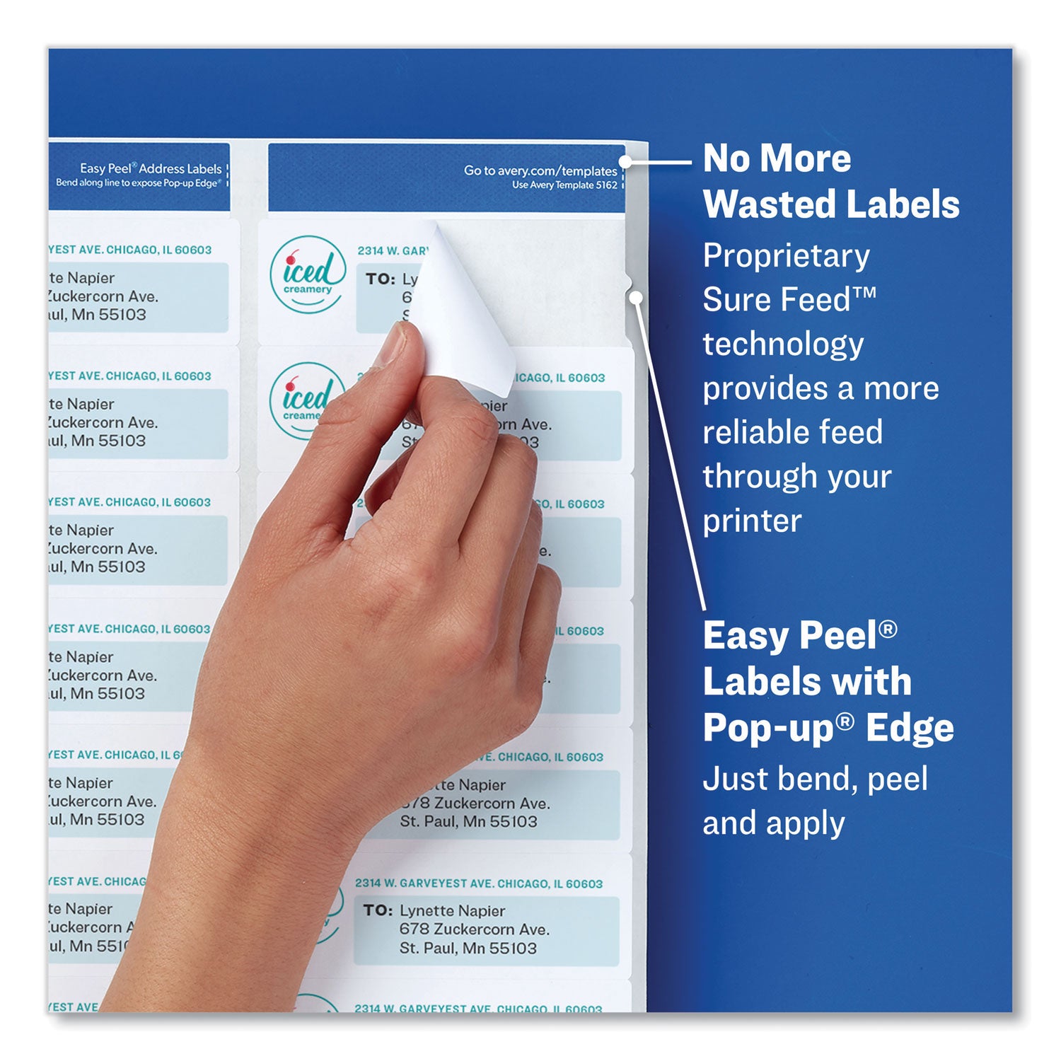 Avery® Glossy Clear Easy Peel Mailing Labels w/ Sure Feed Technology, Inkjet/Laser Printers, 0.66 x 1.75, 60/Sheet, 10 Sheets/PK