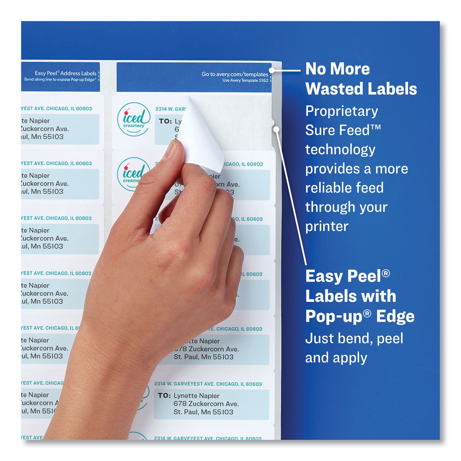 Avery® Glossy Clear Easy Peel Mailing Labels w/ Sure Feed Technology, Inkjet/Laser Printers, 2 x 4, Clear, 10/Sheet, 10 Sheets/Pack