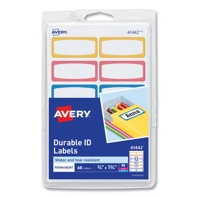 Avery Kids Handwritten Identification Labels, 1.75 x 0.75, Borders: Blue, Orange, Yellow, 12 Labels/Sheet, 5 Sheets/Pack Flipcost Flipcost
