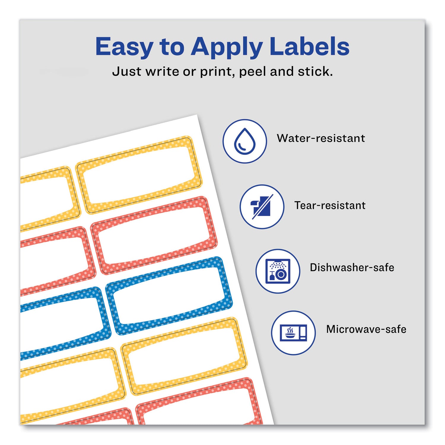 Avery® Avery Kids Handwritten Identification Labels, 1.75 x 0.75, Borders: Blue, Orange, Yellow, 12 Labels/Sheet, 5 Sheets/Pack