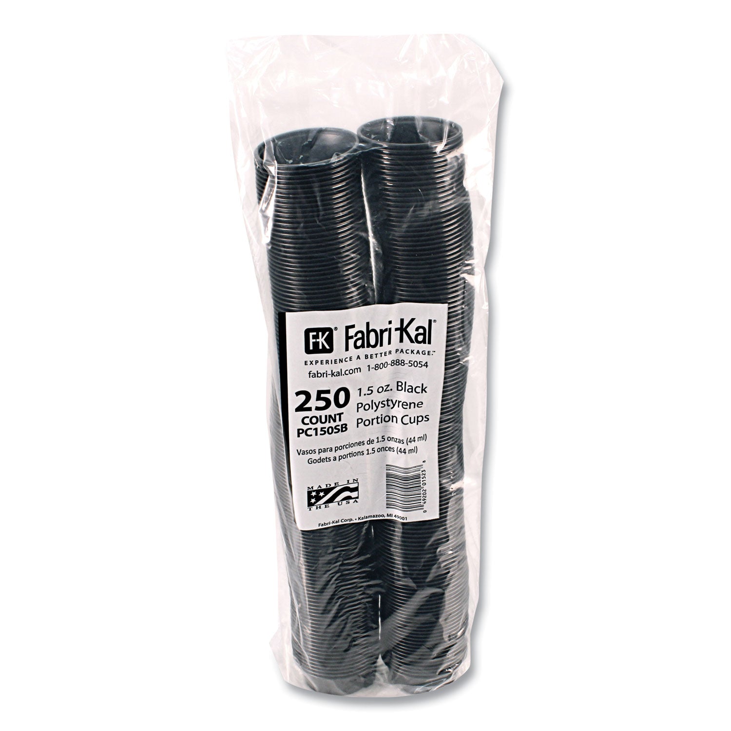 Fabri-Kal® Portion Cups, 1.5 oz, Squat, Black, 250/Sleeve, 10 Sleeves/Carton