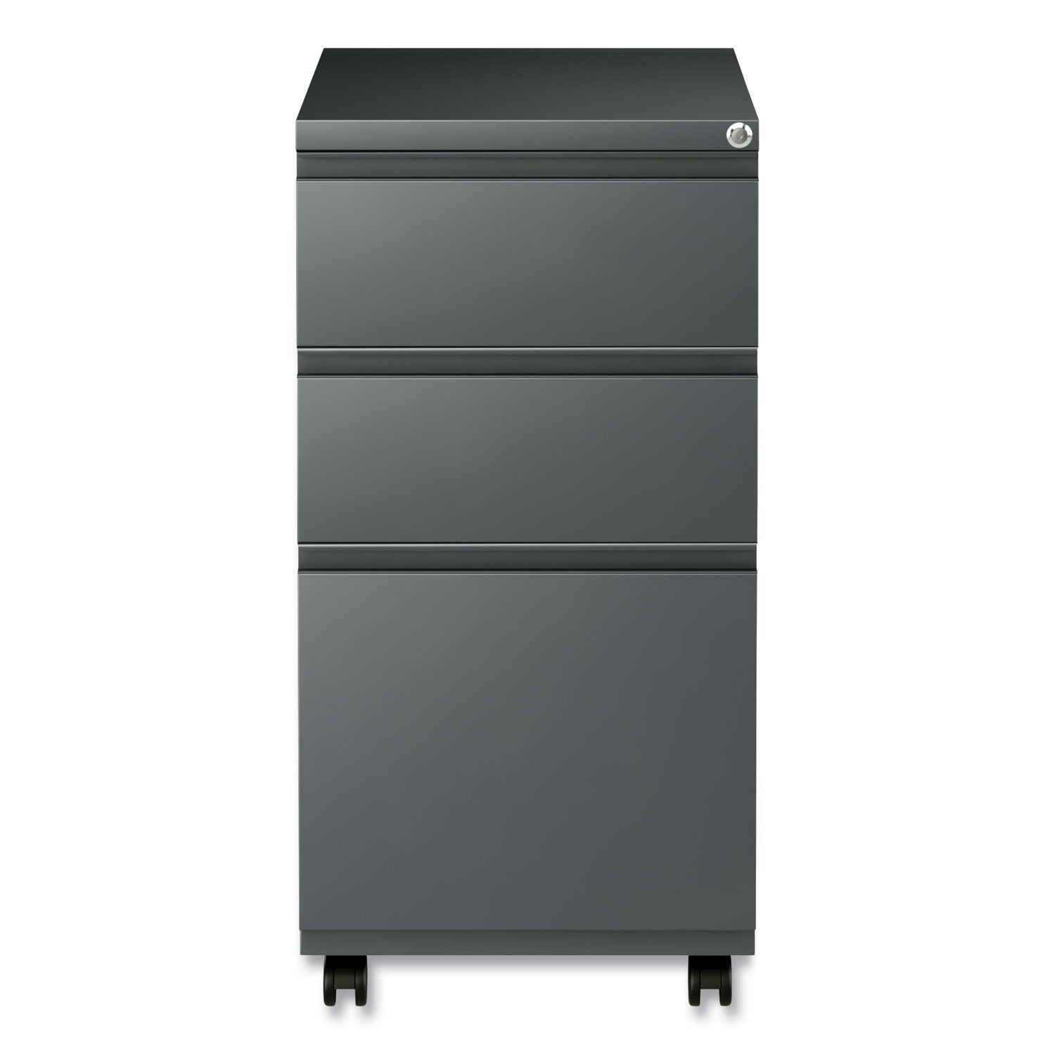 Alera® File Pedestal with Full-Length Pull, Left or Right, 3-Drawers: Box/Box/File, Legal/Letter, Charcoal, 14.96" x 19.29" x 27.75"