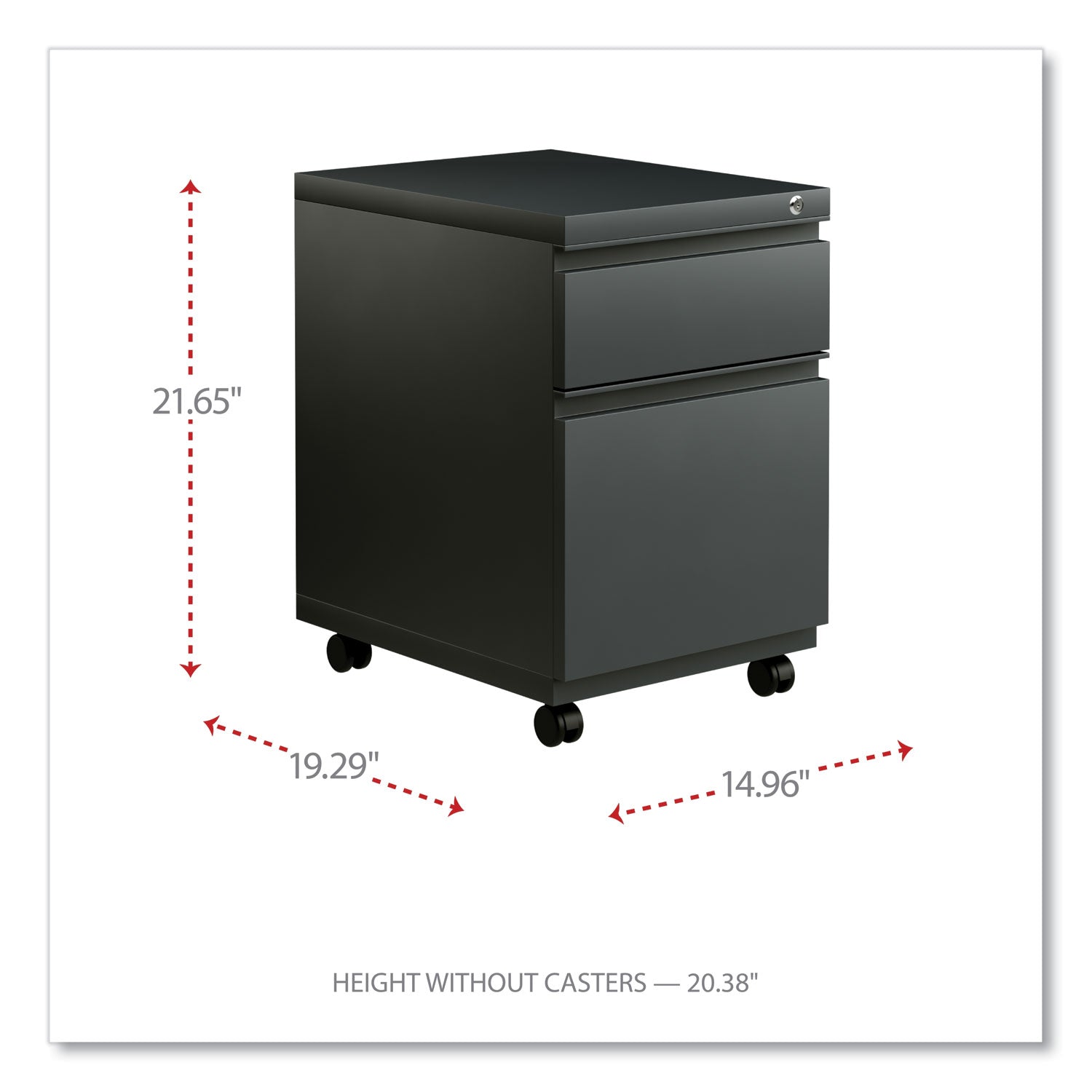 Alera® File Pedestal with Full-Length Pull, Left or Right, 2-Drawers: Box/File, Legal/Letter, Charcoal, 14.96" x 19.29" x 21.65"