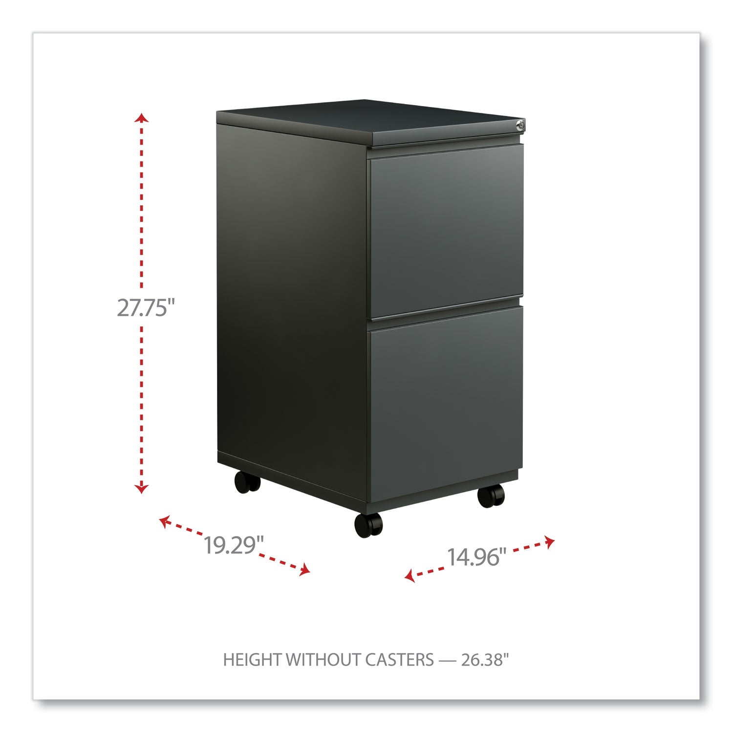 Alera® File Pedestal with Full-Length Pull, Left or Right, 2 Legal/Letter-Size File Drawers, Charcoal, 14.96" x 19.29" x 27.75"