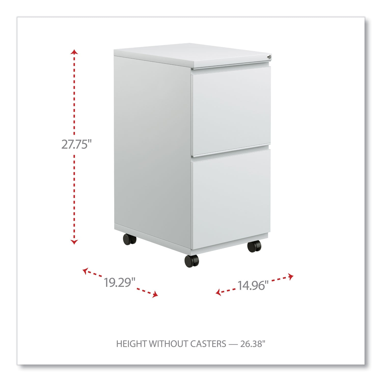 Alera® File Pedestal with Full-Length Pull, Left or Right, 2 Legal/Letter-Size File Drawers, Light Gray, 14.96" x 19.29" x 27.75"