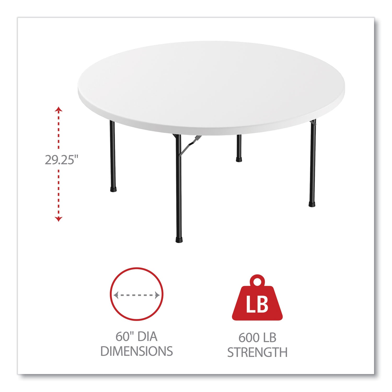 Alera® Round Plastic Folding Table, 60