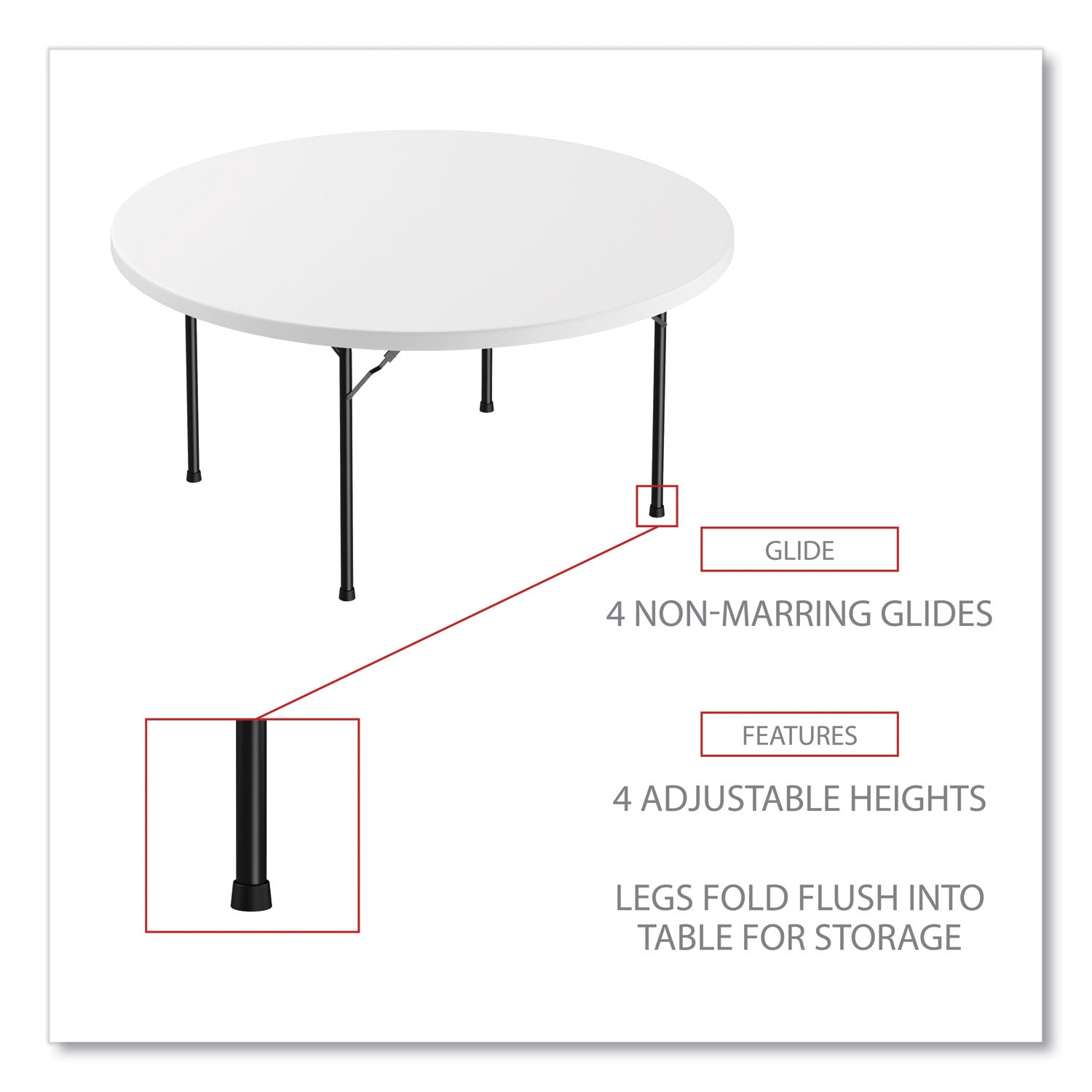 Alera® Round Plastic Folding Table, 60