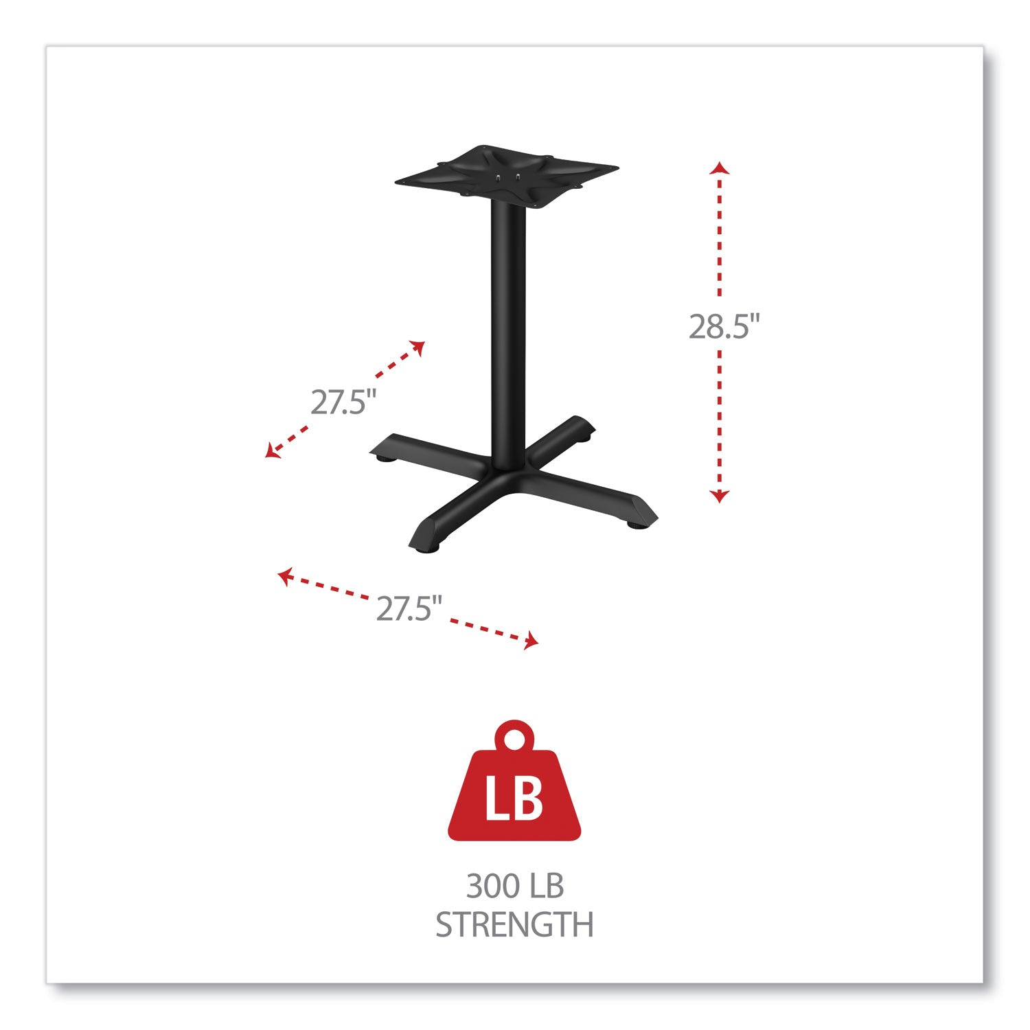 Alera® Alera Hospitality Series Single-Column Bases, 27.5" Diameter, 28.5"h, 300 lb Cap, Steel, Black