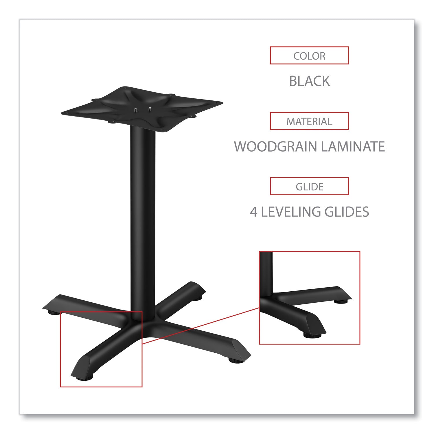 Alera® Alera Hospitality Series Single-Column Bases, 27.5" Diameter, 28.5"h, 300 lb Cap, Steel, Black