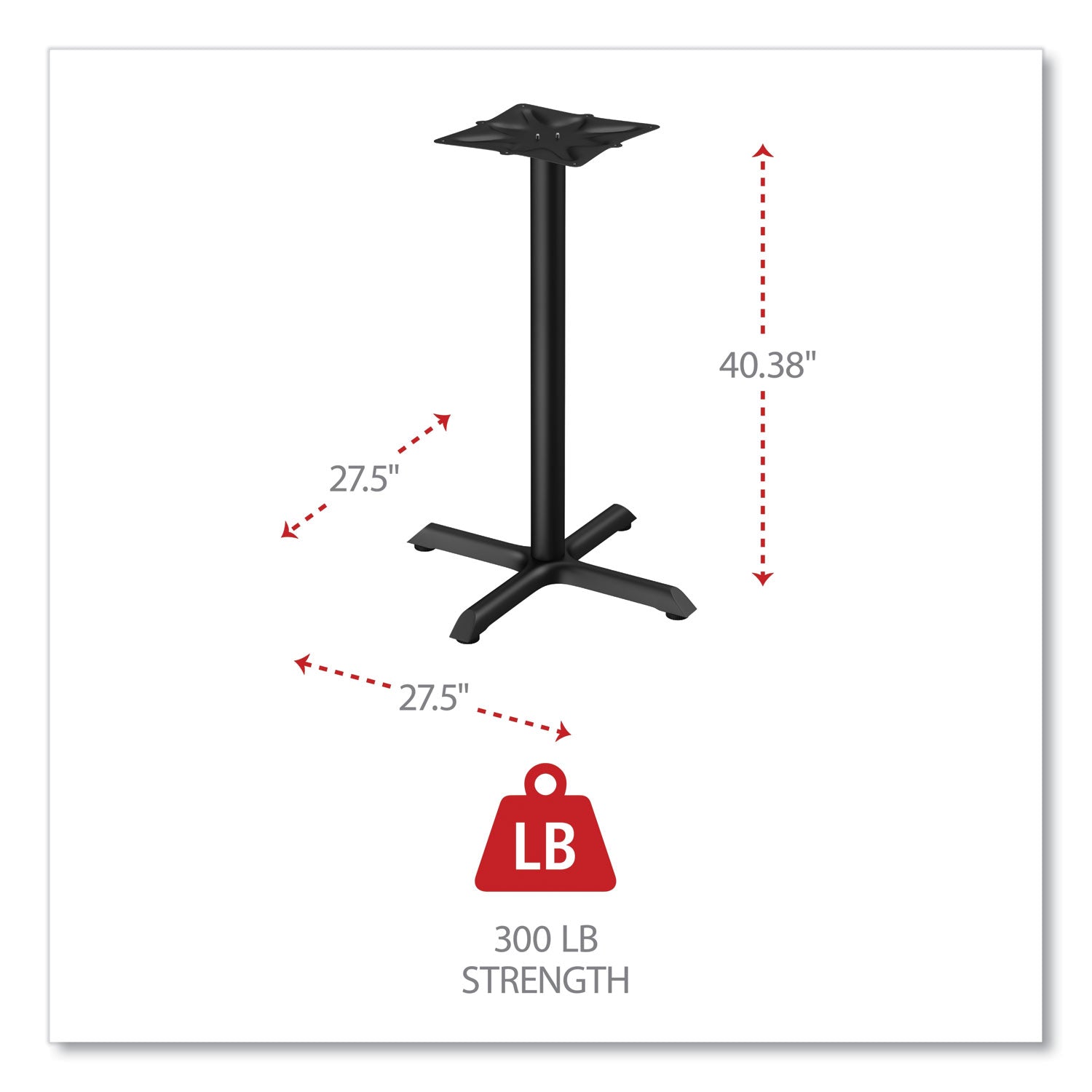 Alera® Alera Hospitality Series Single-Column Bases, 27.5" Diameter x 40.38"h, 300 lb Cap, Steel, Black