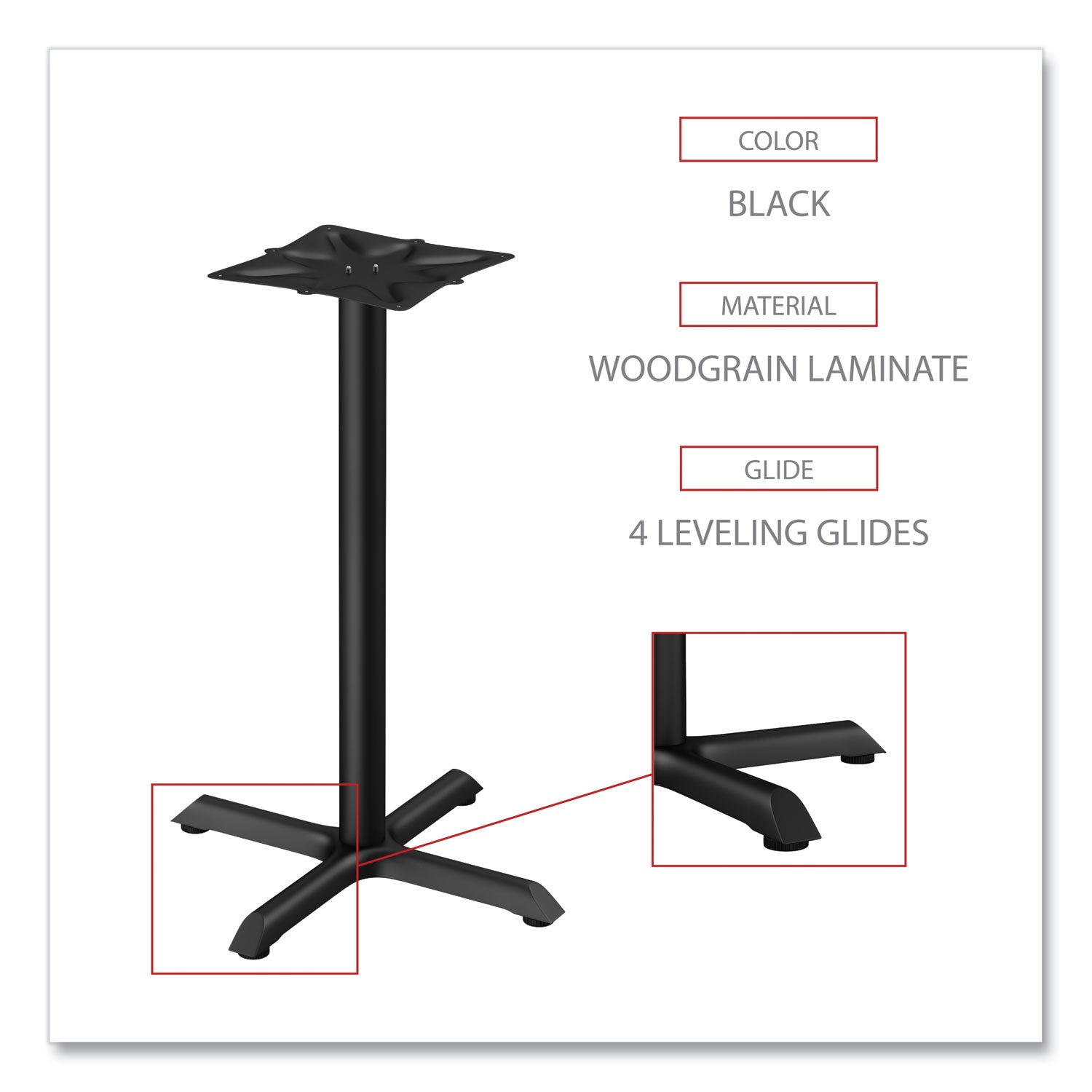 Alera® Alera Hospitality Series Single-Column Bases, 27.5" Diameter x 40.38"h, 300 lb Cap, Steel, Black