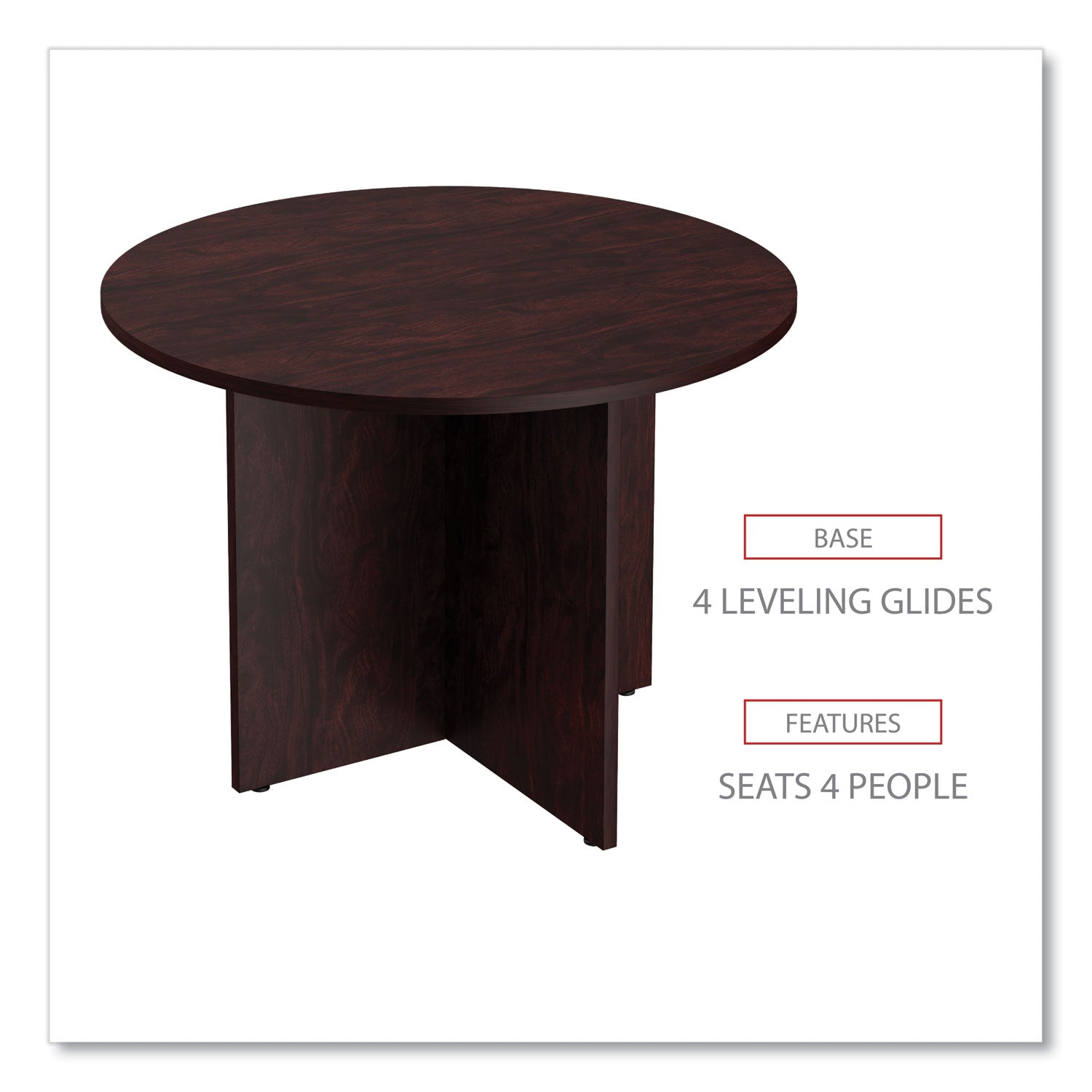 Alera® Alera Valencia Round Conference Table with Legs, 42" Diameter x 29.5h, Mahogany