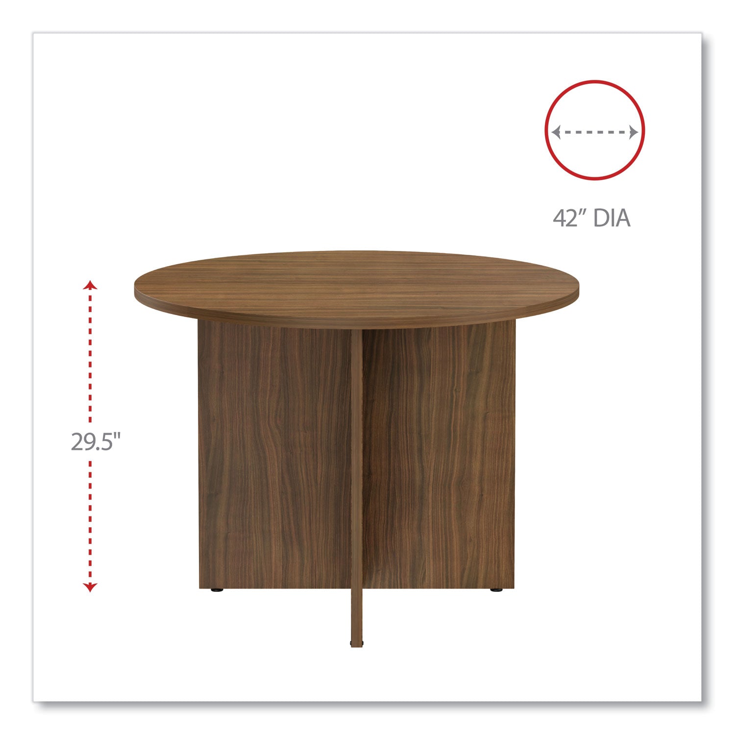 Alera® Alera Valencia Round Conference Table with Legs, 42" Diameter x 29.5h, Modern Walnut