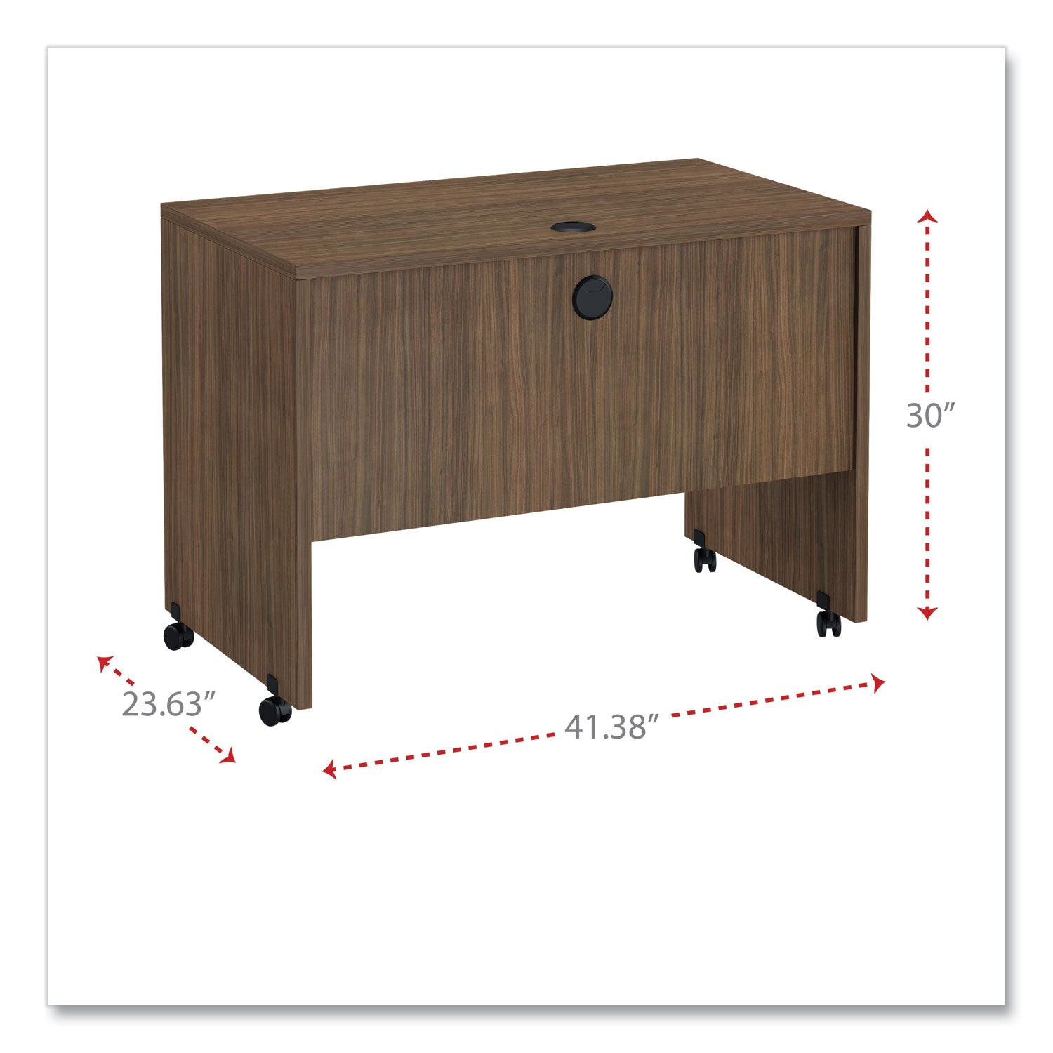 Alera® Alera Valencia Series Mobile Workstation Desk, 41.38" x 23.63" x 30", Modern Walnut