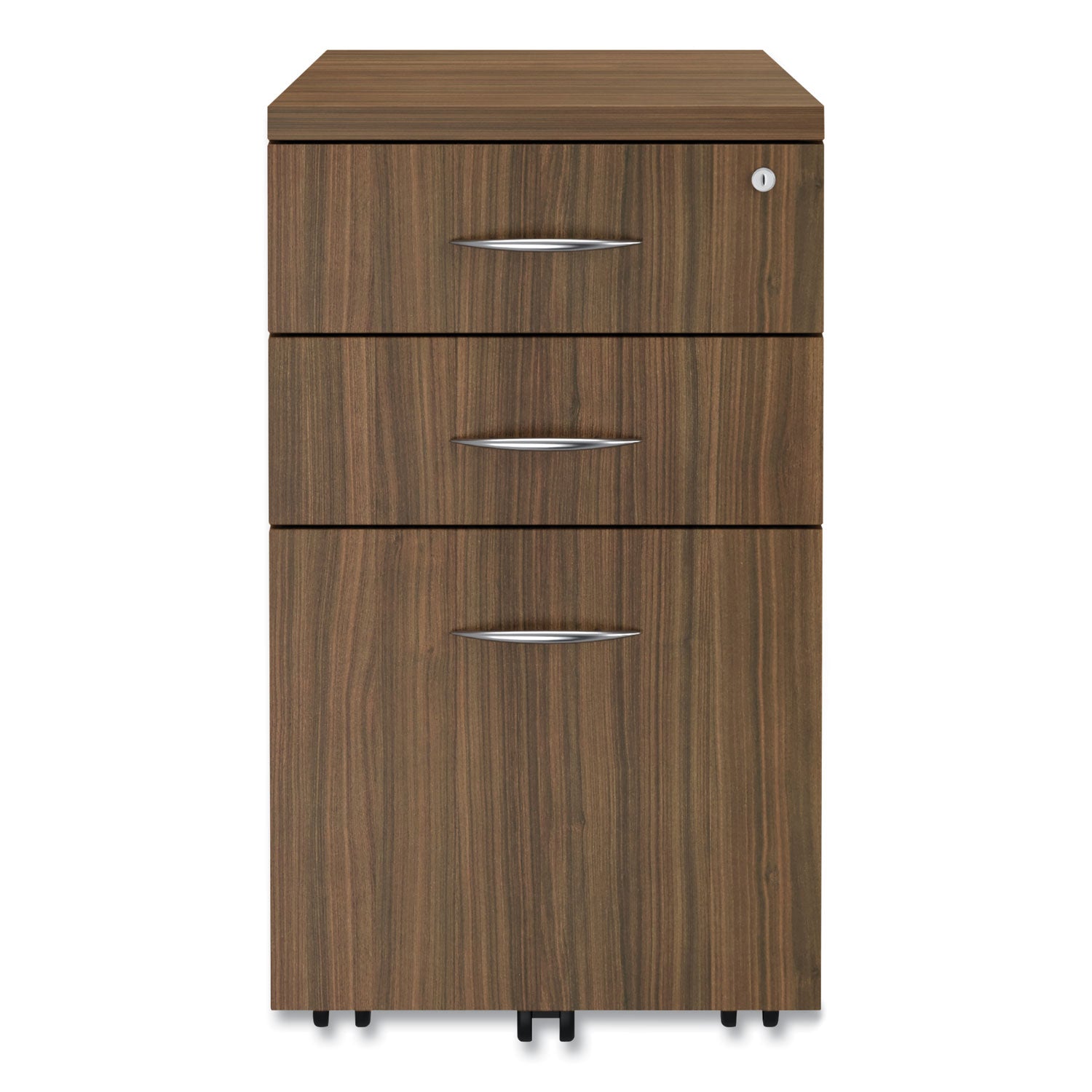 Alera® Alera Valencia Series Mobile Pedestal File, Left/Right, 3-Drawer: Box/Box/File, Legal/Letter, Walnut, 15.88 x 20.5 x 28.38