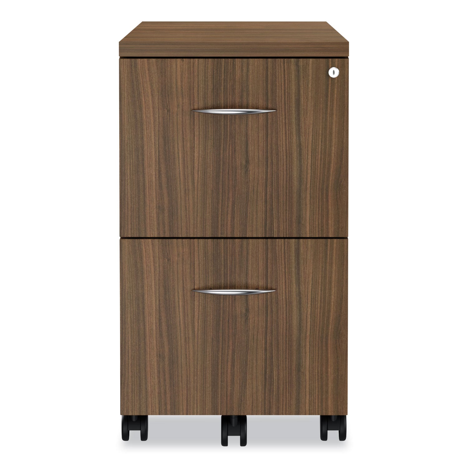 Alera® Alera Valencia Series Mobile Pedestal, Left or Right, 2 Legal/Letter-Size File Drawers, Modern Walnut, 15.38" x 20" x 26.63"