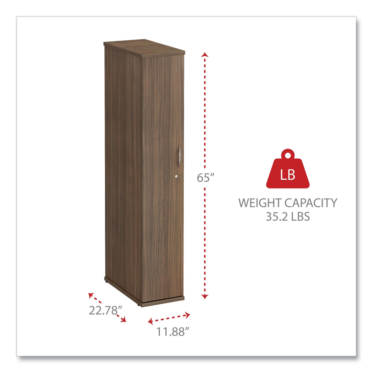 Alera® Alera Valencia Series Wardrobe, 11.88w x 22.78d x 65h, Modern Walnut