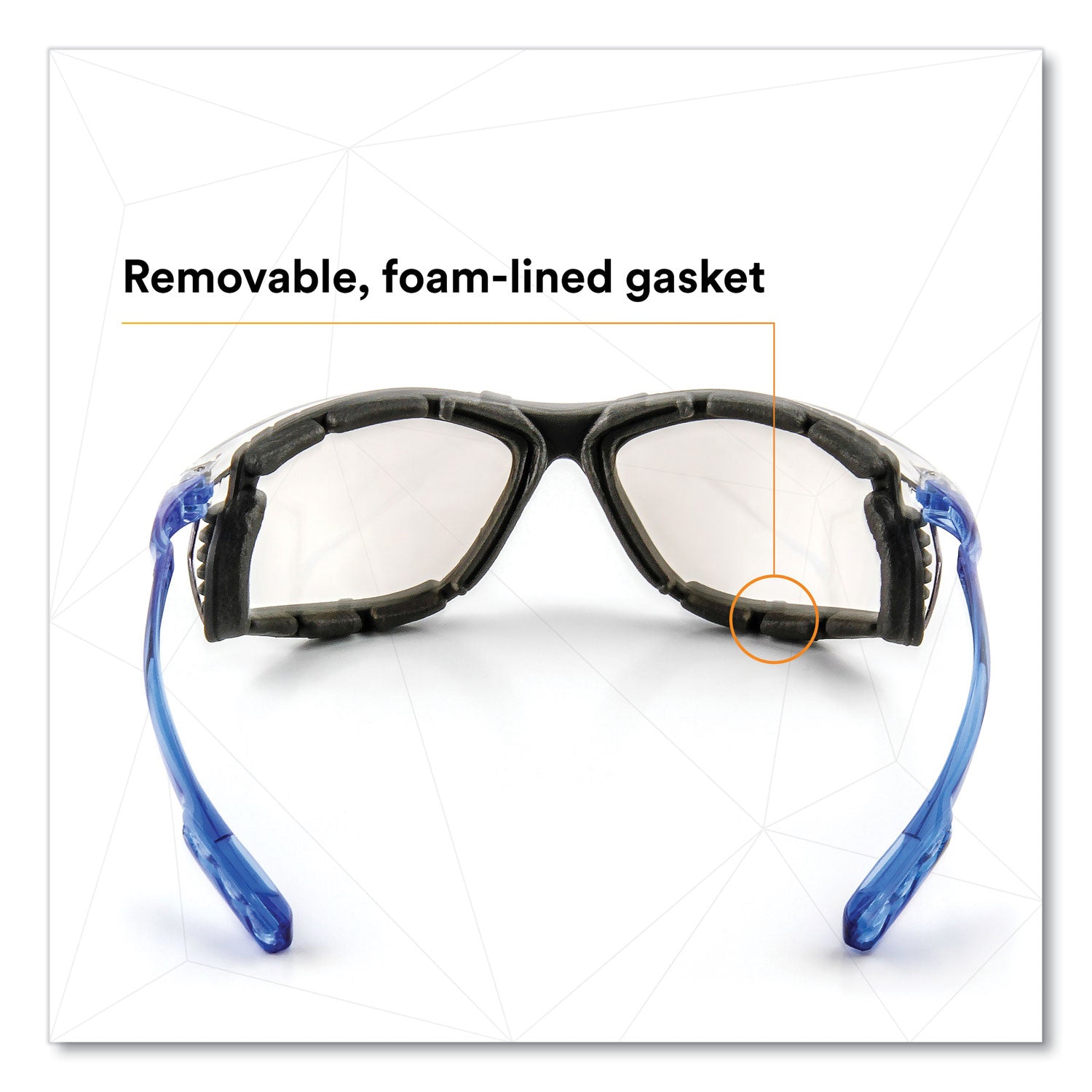 3M™ CCS Protective Eyewear with Foam Gasket, Blue Plastic Frame, Clear Polycarbonate Lens