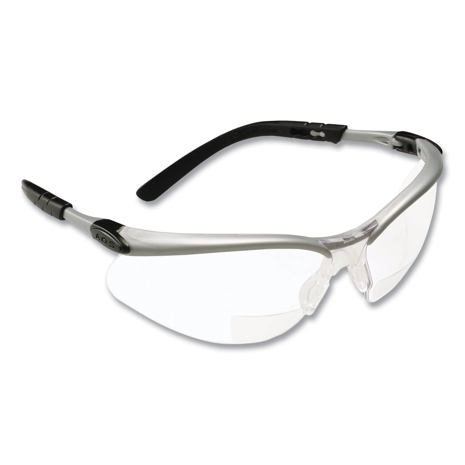 3M™ BX Molded-In Diopter Safety Glasses, 2.0+ Diopter Strength, Silver/Black Frame, Clear Lens