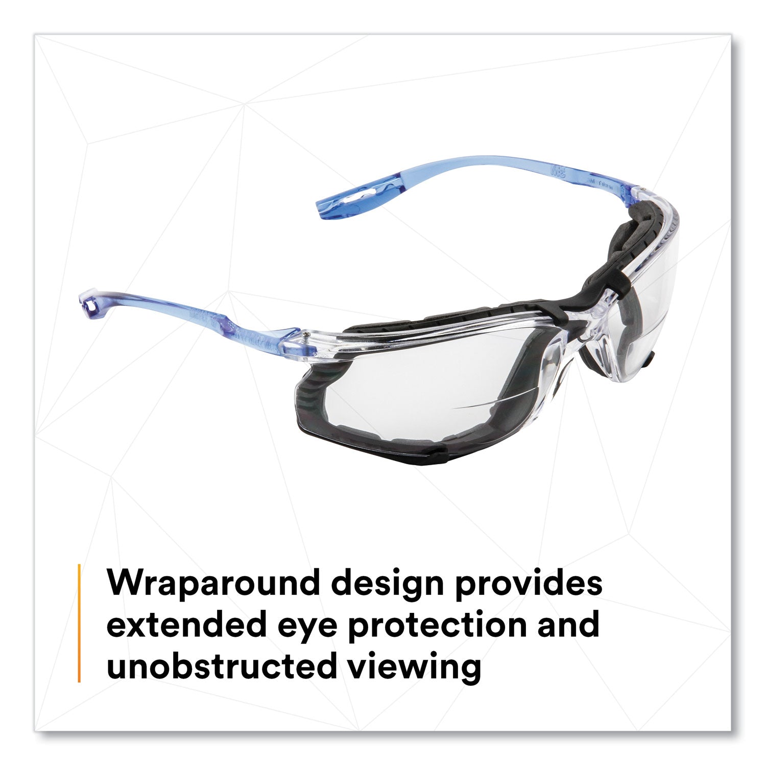 3M™ CCS Protective Eyewear with Foam Gasket, Blue Plastic Frame, Clear Polycarbonate Lens