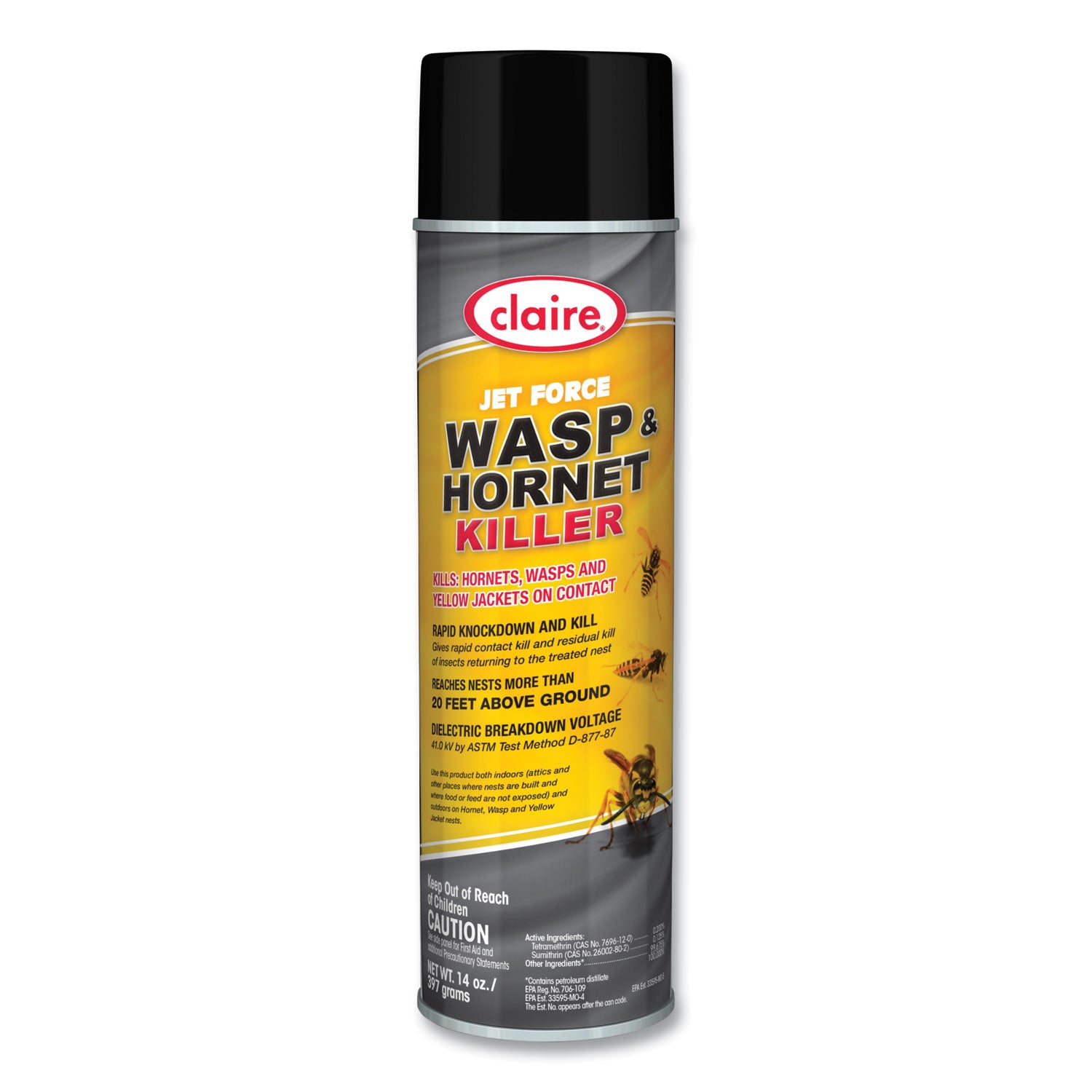 Claire® Jet Force Wasp & Hornet Killer, 14 oz Aerosol Spray, 12/Carton