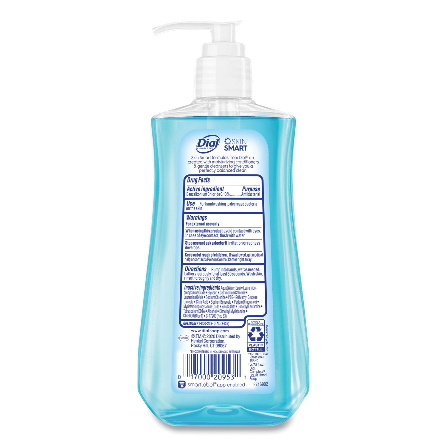 Dial® Antibacterial Liquid Hand Soap, Spring Water, 11 oz Pump Bottle, 12/Carton