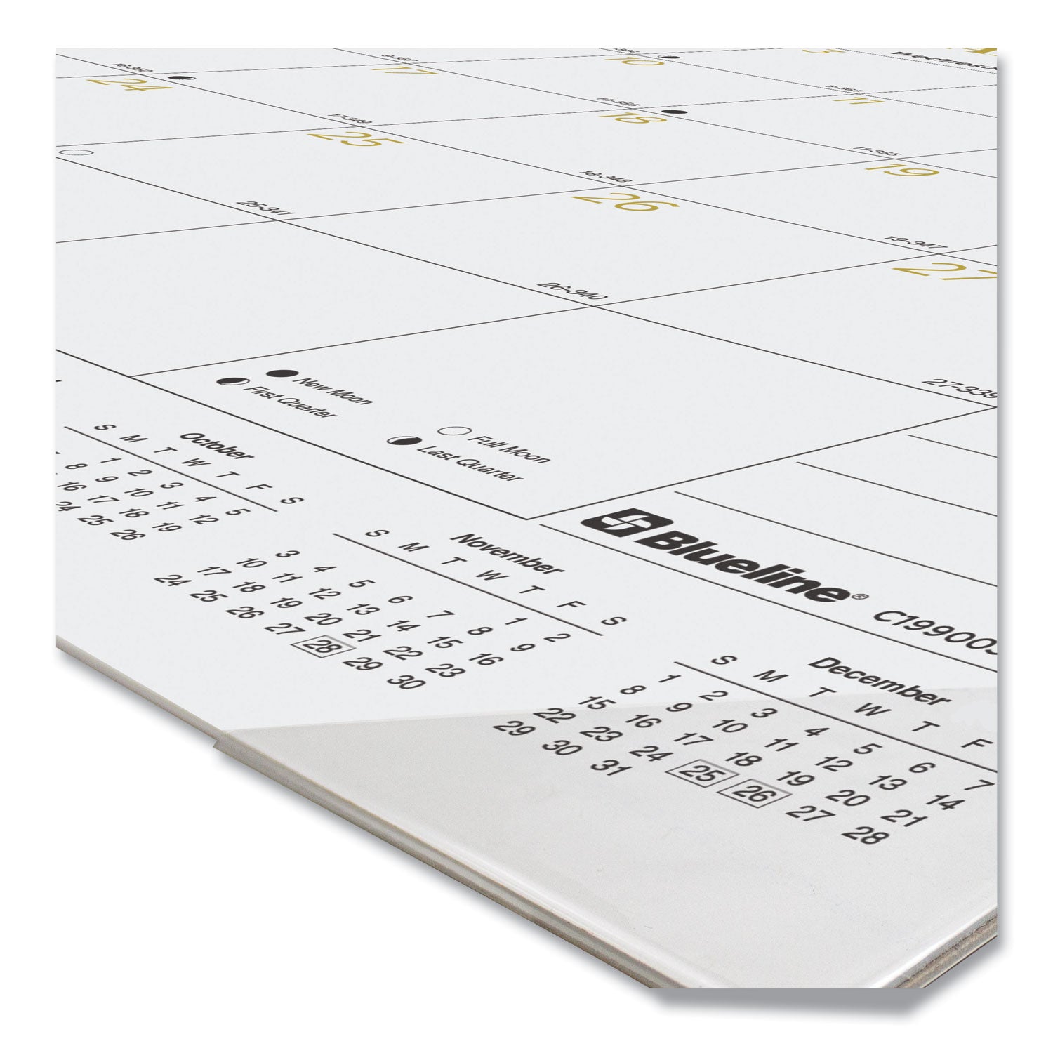 Blueline® Gold Collection Monthly Desk Pad Calendar, 22 x 17, White Sheets, Black Headband, Clear Corners, 12-Month (Jan to Dec): 2025