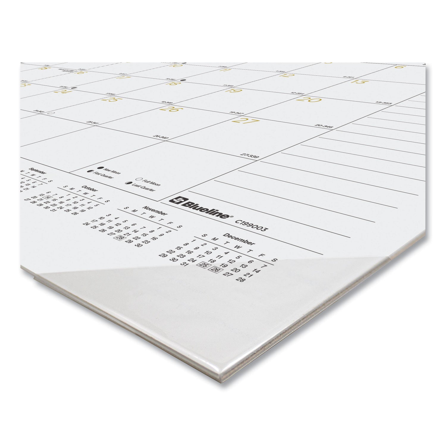 Blueline® Gold Collection Monthly Desk Pad Calendar, 22 x 17, White Sheets, Black Headband, Clear Corners, 12-Month (Jan to Dec): 2025