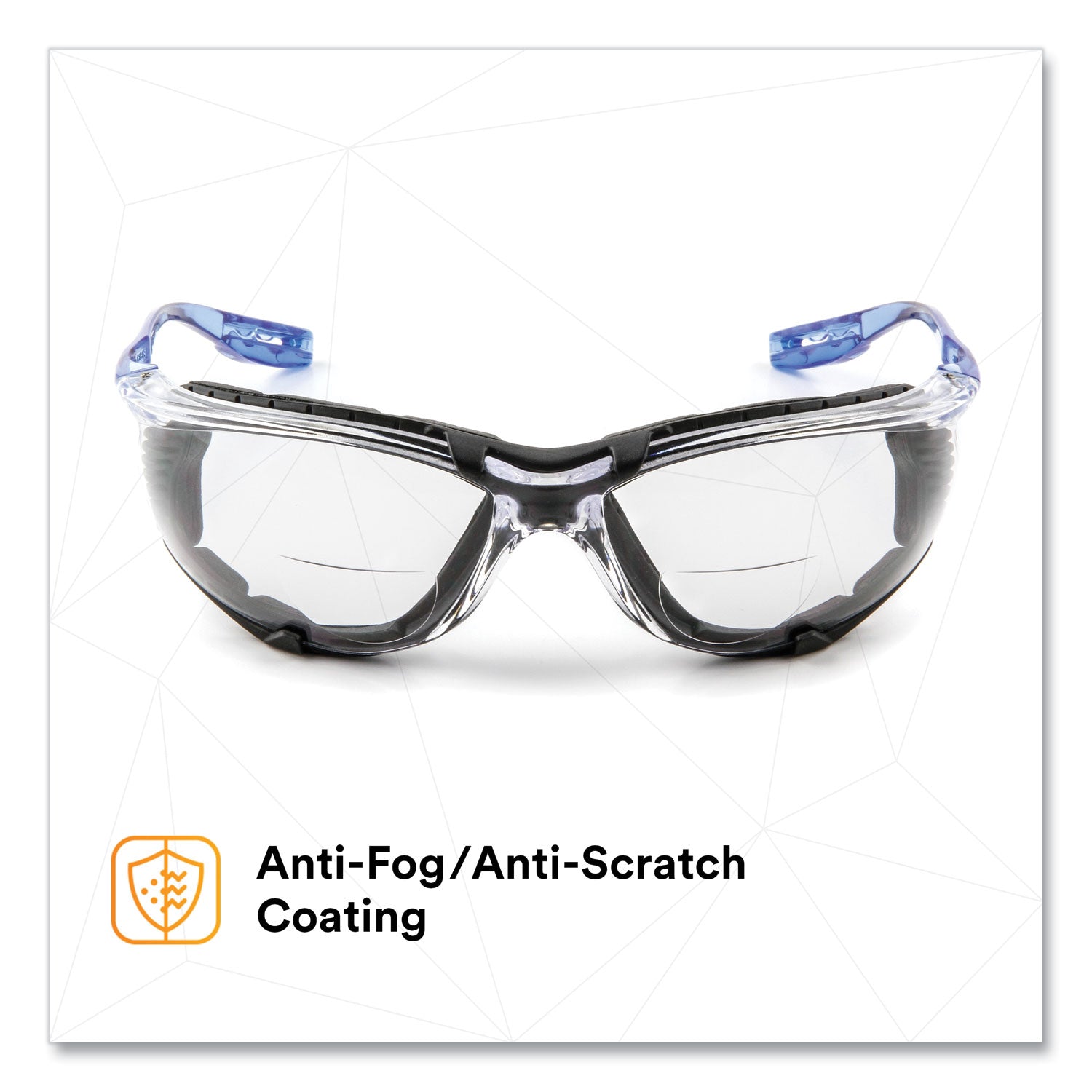 3M™ CCS Protective Eyewear with Foam Gasket, +1.5 Diopter Strength, Blue Plastic Frame, Clear Polycarbonate Lens