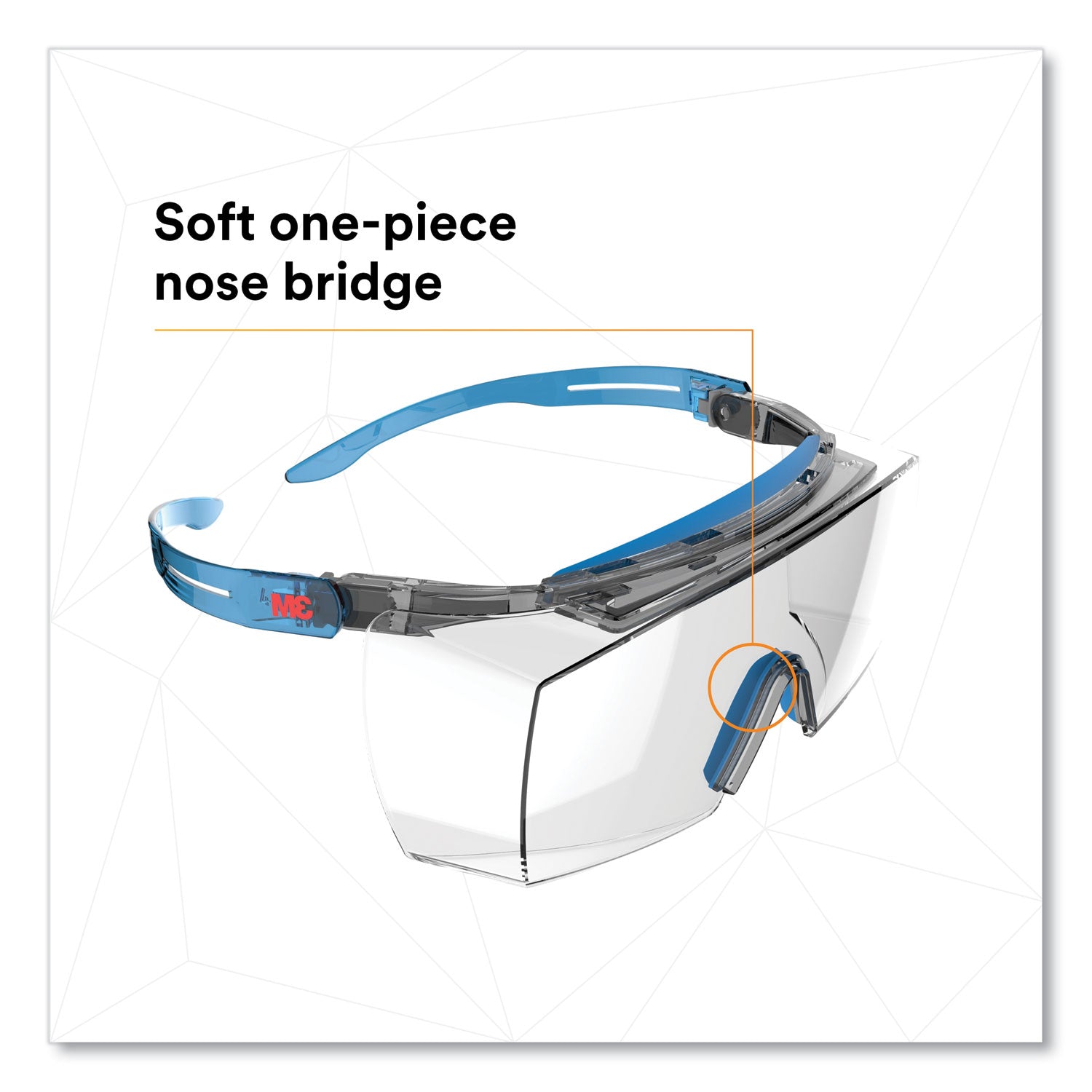 3M™ SecureFit Protective Eyewear, 3700 OTG Series, Blue Plastic Frame, Clean Polycarbonate Lens