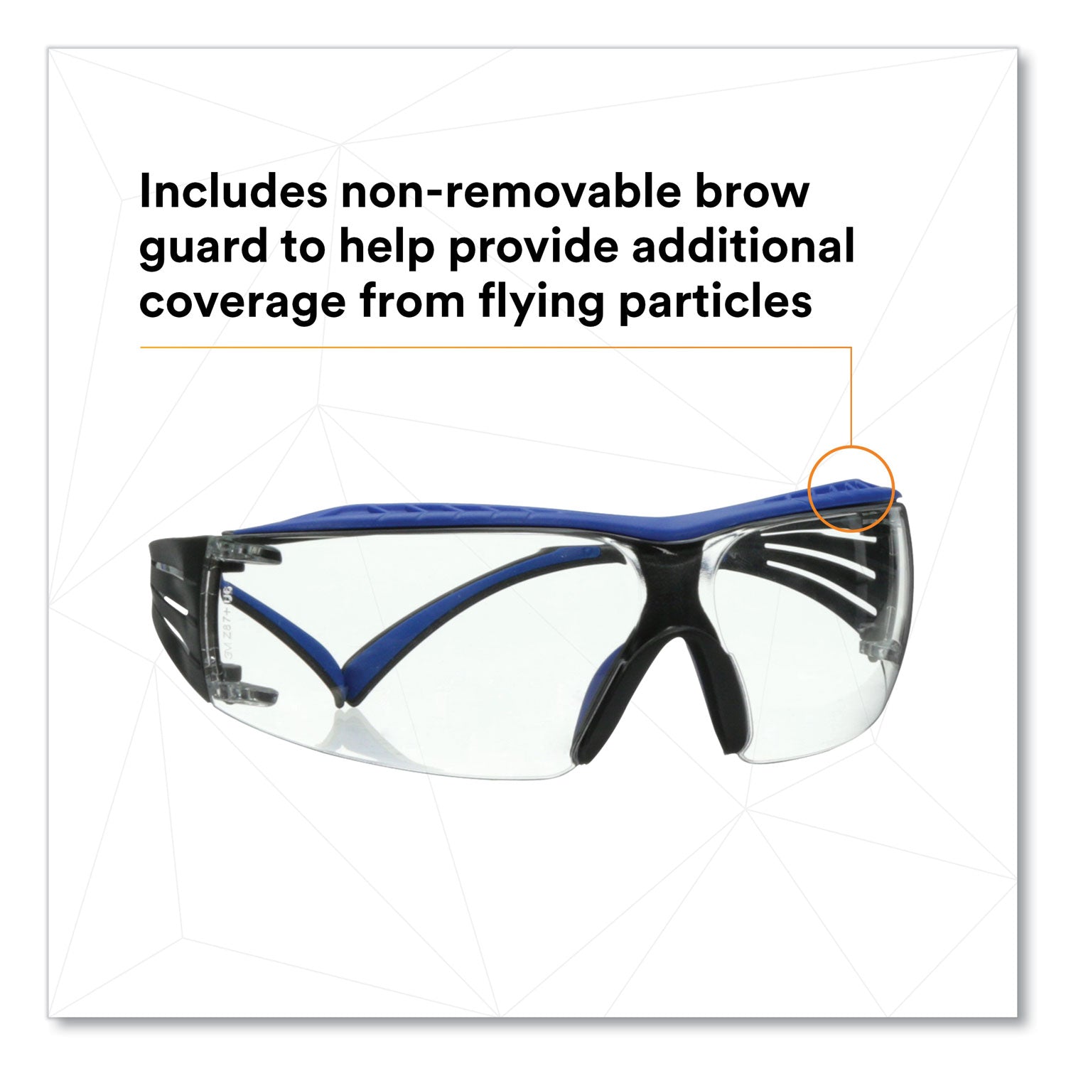 3M™ SecureFit Protective Eyewear, 400 Series, Blue/Gray Plastic Frame, Clear Polycarbonate Lens