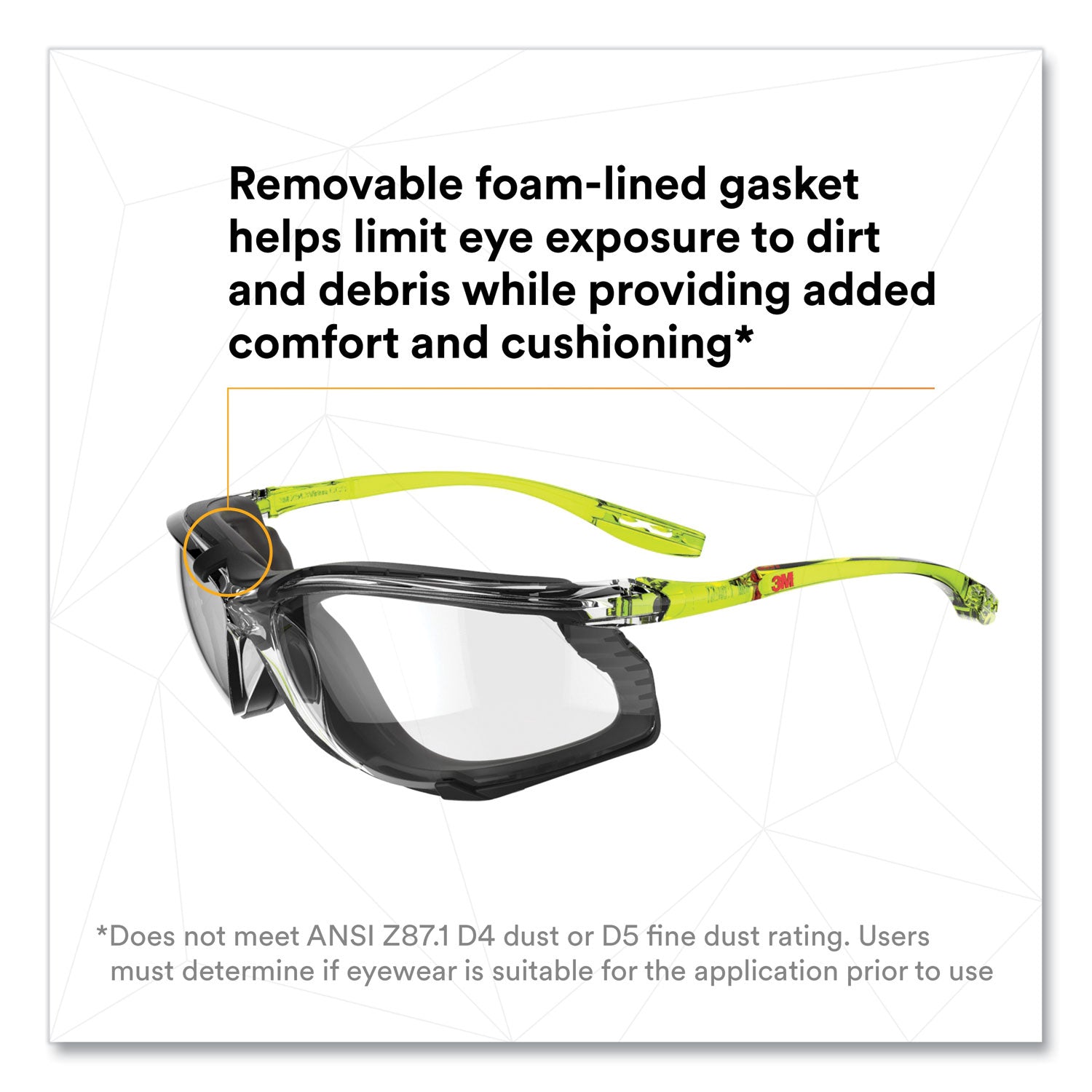 3M™ Solus CCS Series Protective Eyewear, Green Plastic Frame, Clear Polycarbonate Lens