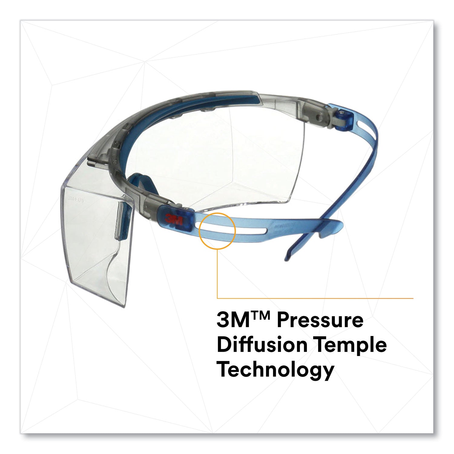 3M™ SecureFit Protective Eyewear, 3700 OTG Series, Blue Plastic Frame, Clean Polycarbonate Lens