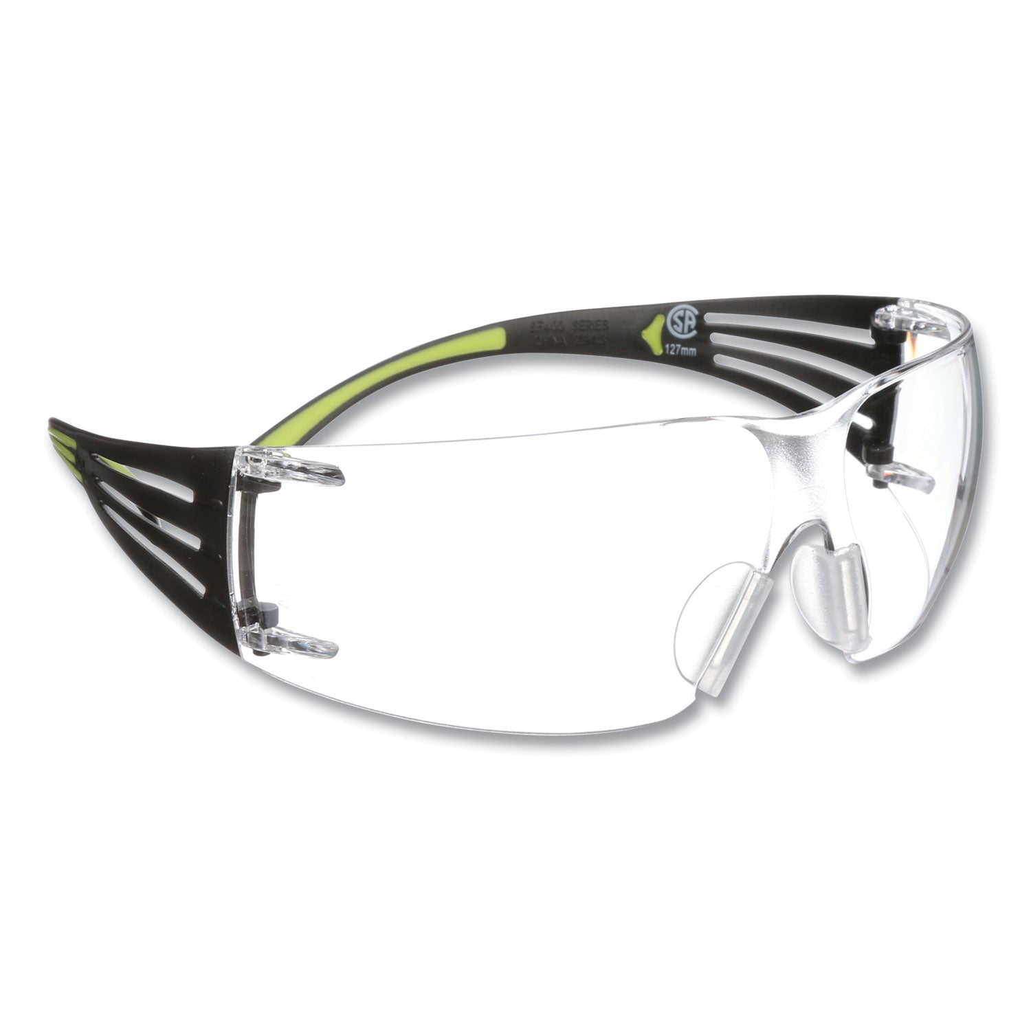 3M™ SecureFIt Protective Eyewear, 400 Series, Green Plastic Frame, Clear Polycarbonate Lens