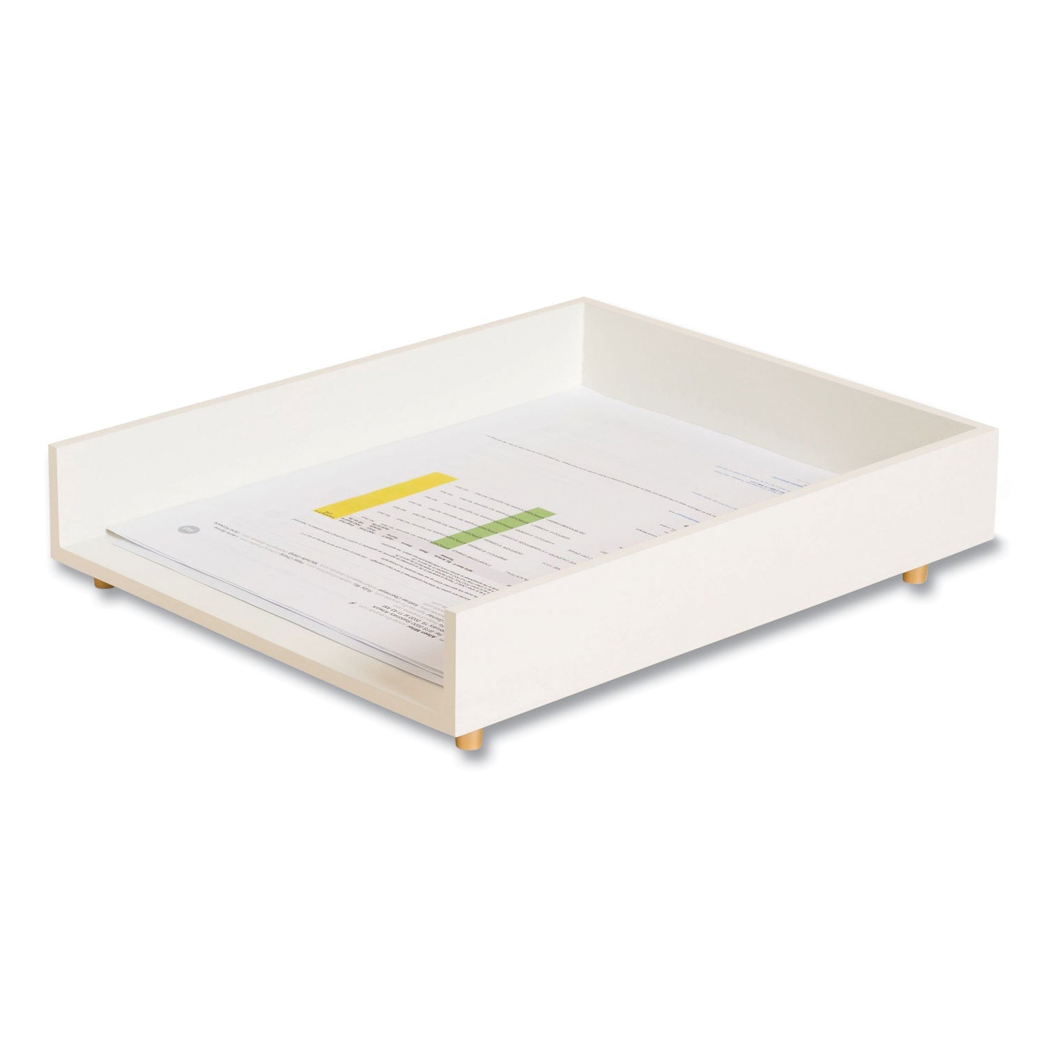 U Brands Juliet Paper Tray, 1 Section, Holds 11" x 8.5" Files, 10 x 12.25 x 2.5, White