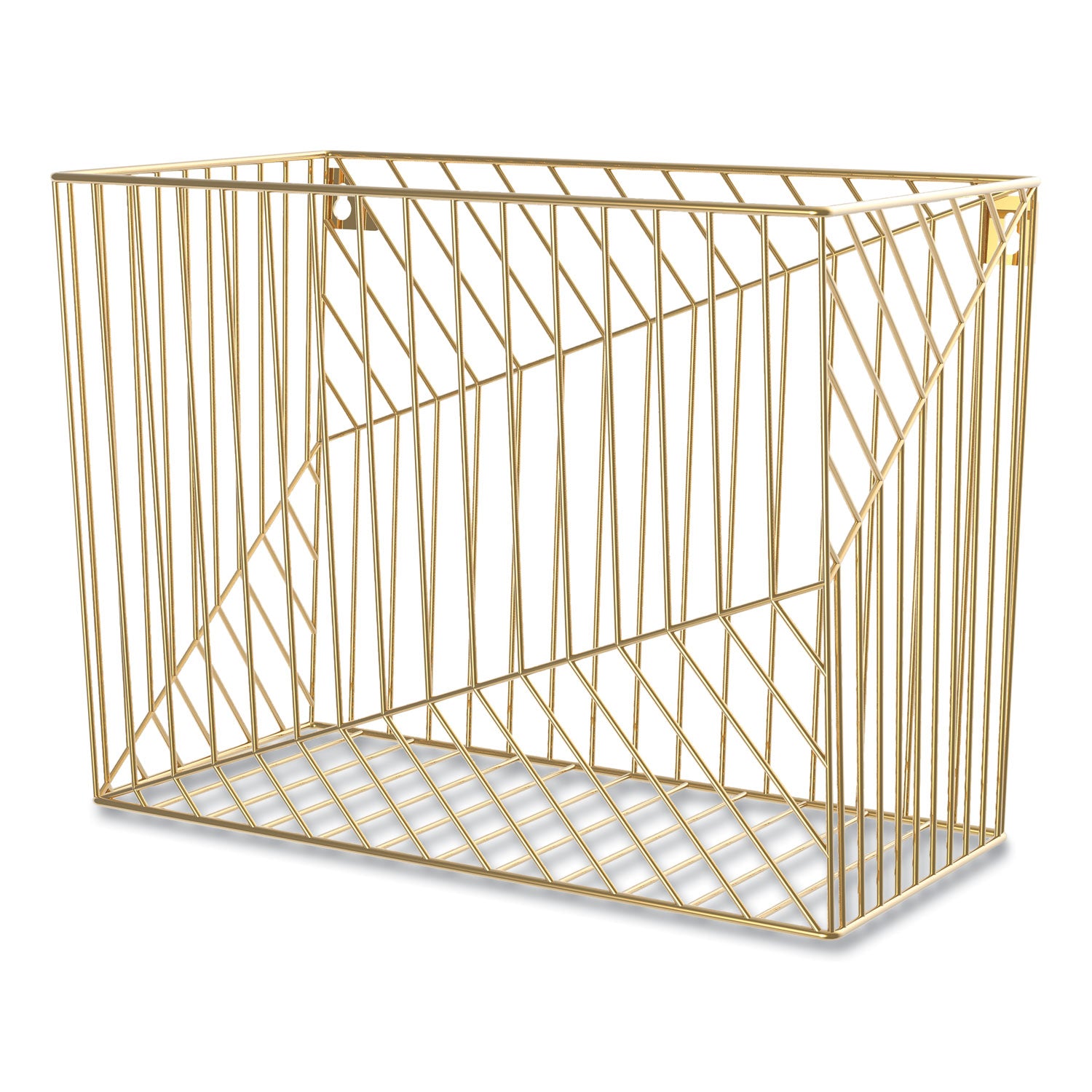 U Brands Vena Hanging File Basket, Letter Size, 6.85" Long, Gold