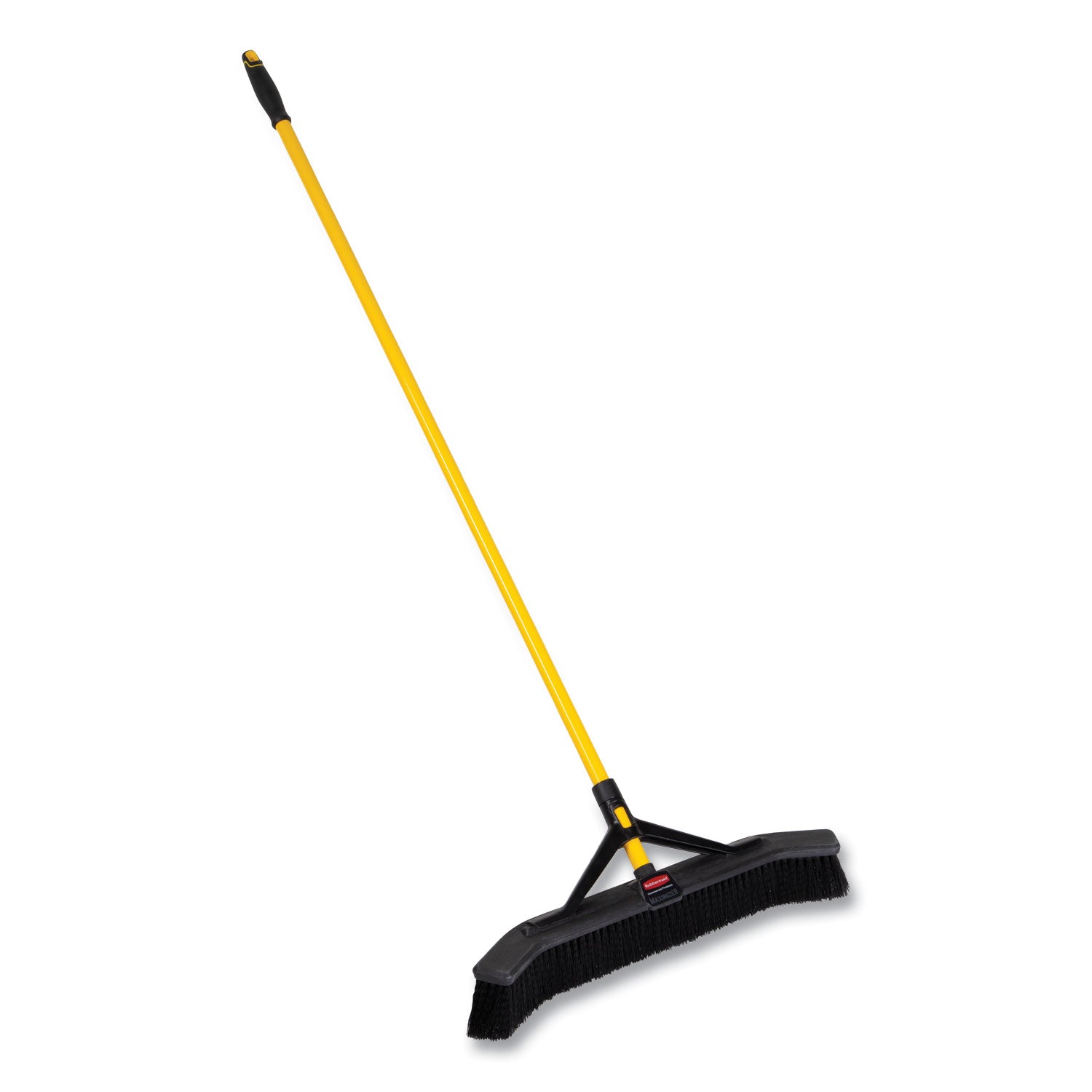 Rubbermaid® Commercial Maximizer Push-to-Center Broom, 24", Polypropylene Bristles, Yellow/Black