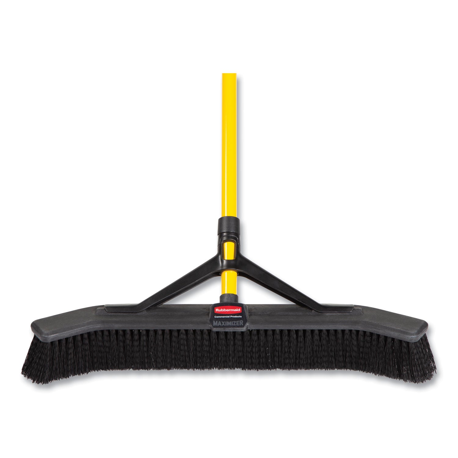 Rubbermaid® Commercial Maximizer Push-to-Center Broom, 24", Polypropylene Bristles, Yellow/Black