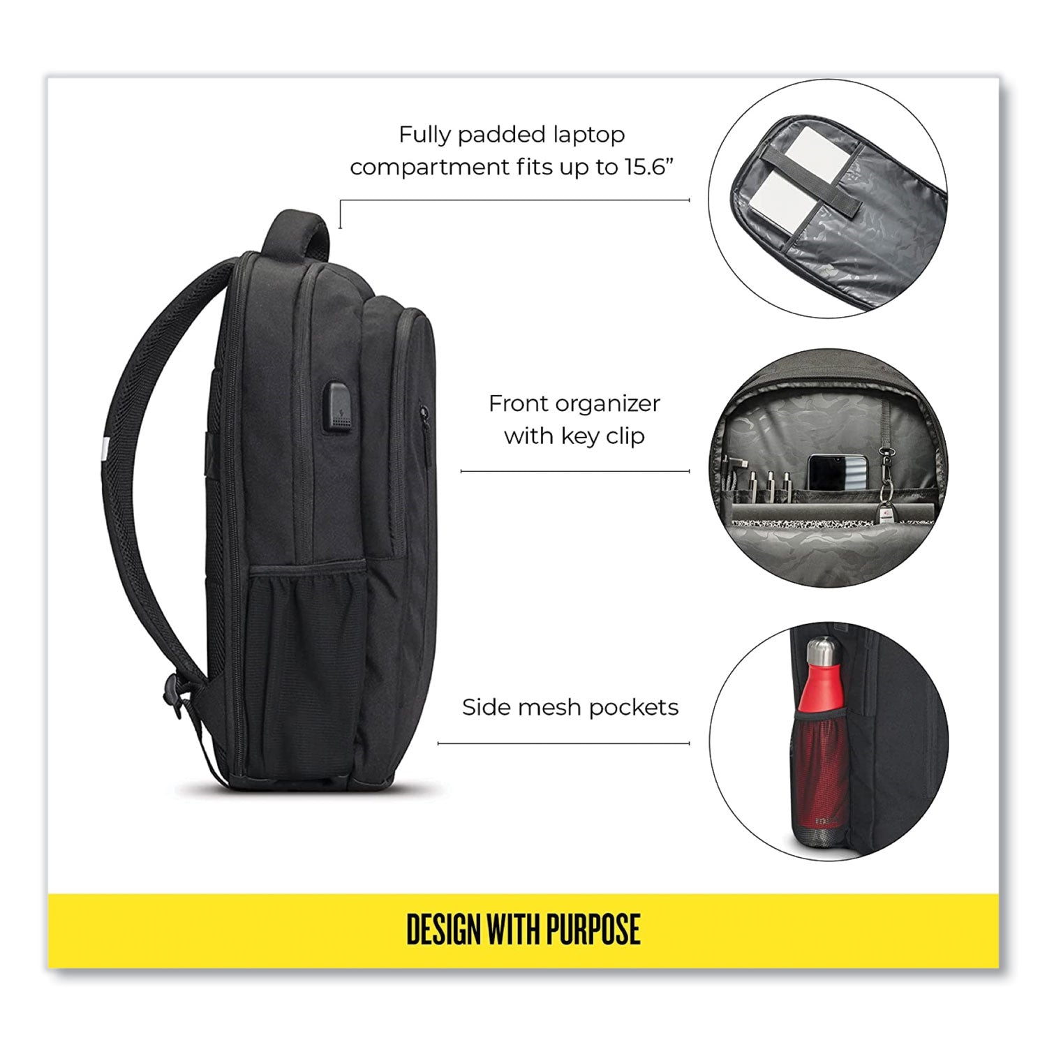 Solo Re:Define Laptop Backpack, 15.6”, 12.25 x 5.75 x 18.75, Black