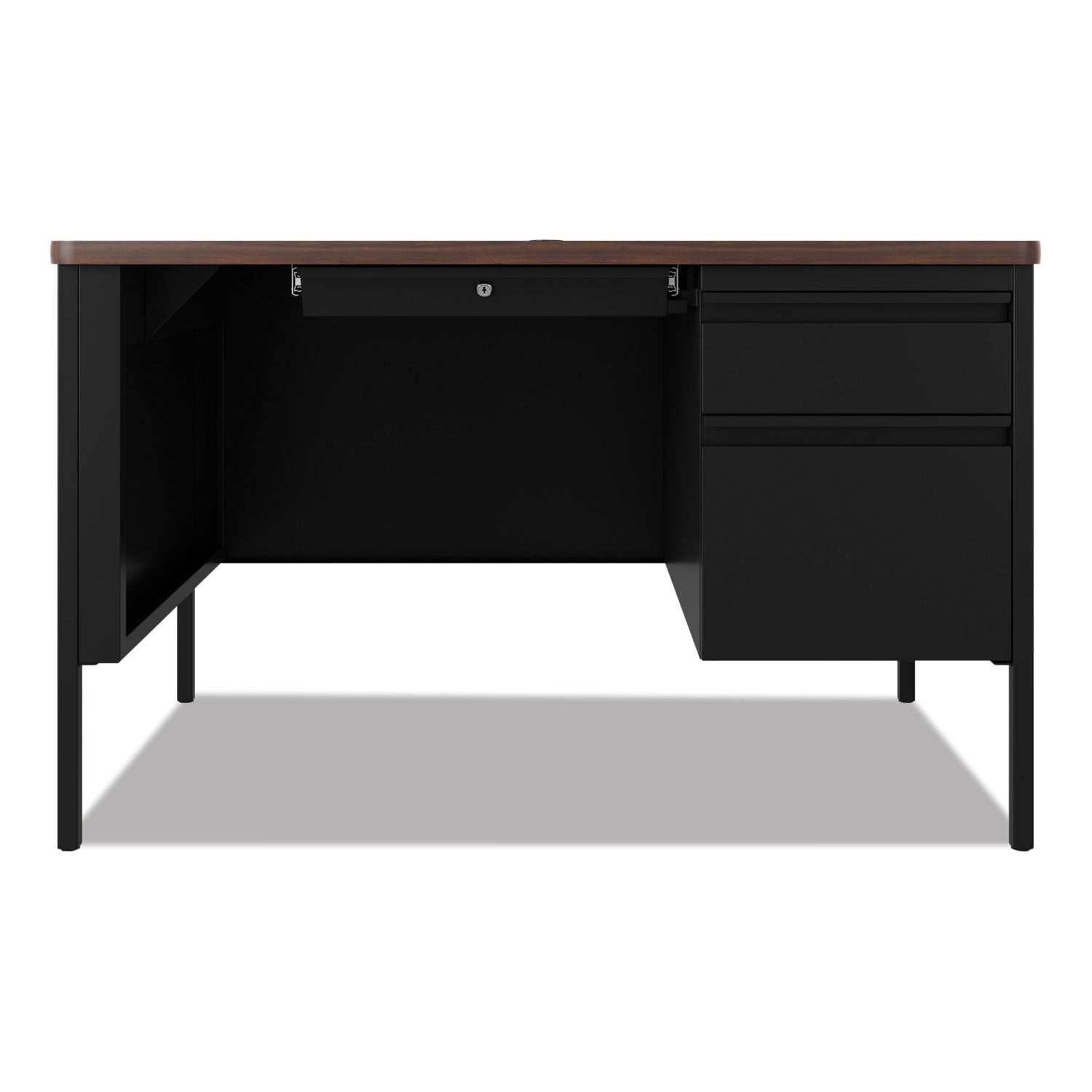 Hirsh Industries® Teachers Pedestal Desks, One Right-Hand Pedestal: Box/File Drawers, 48" x 30" x 29.5", Walnut/Black